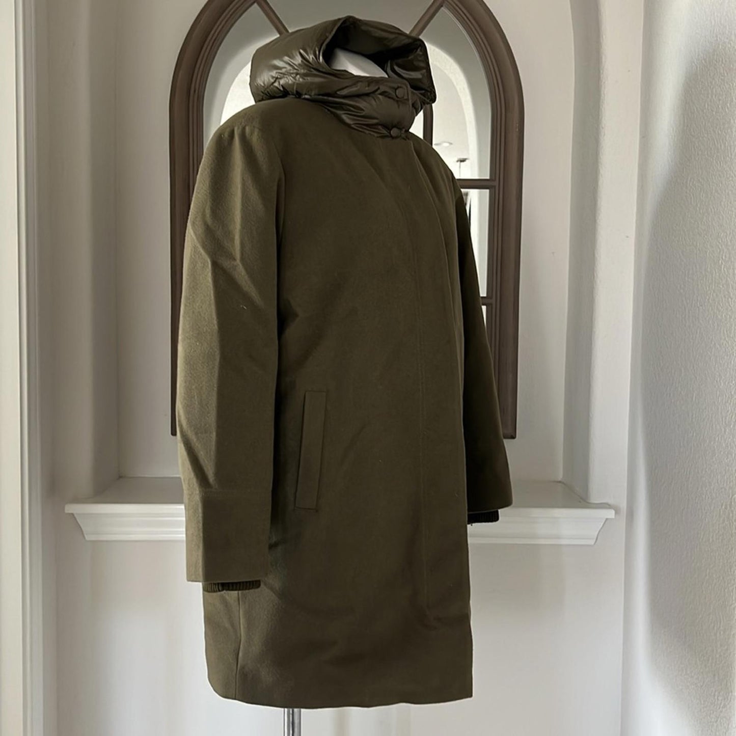 Norwegian Wool Cashmere Wool Hooded Down Parka, No Belt, Size M NWT $1,695