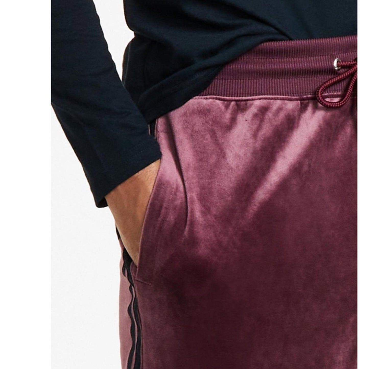 NEW INC Men's Regular-Fit Side Stripe Velour Joggers, Size L Retail $59.50