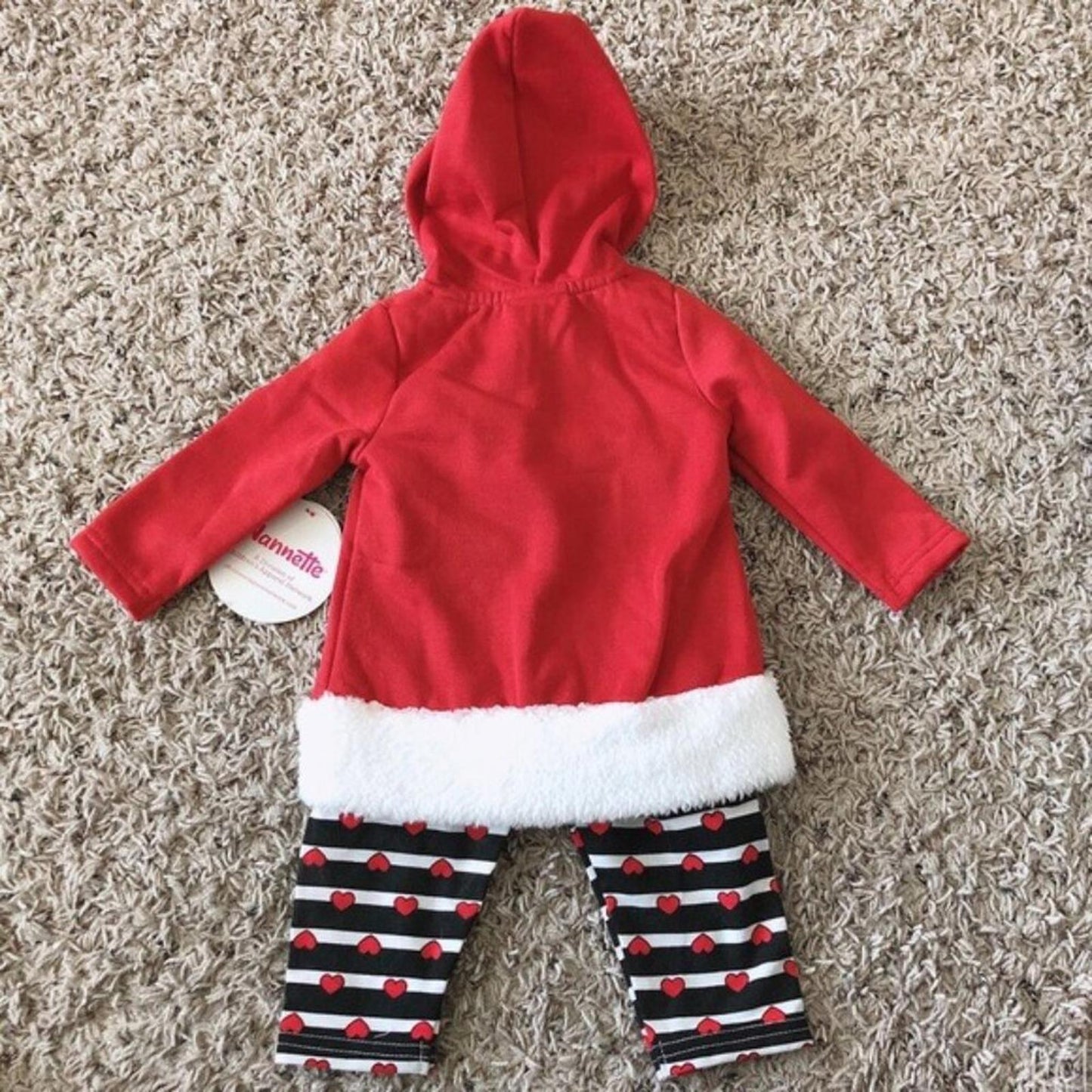 Nannette 2-Pc Red Panda Bear Faux Fur Matching Hoodie & Pants Size 3-6Mos NWT