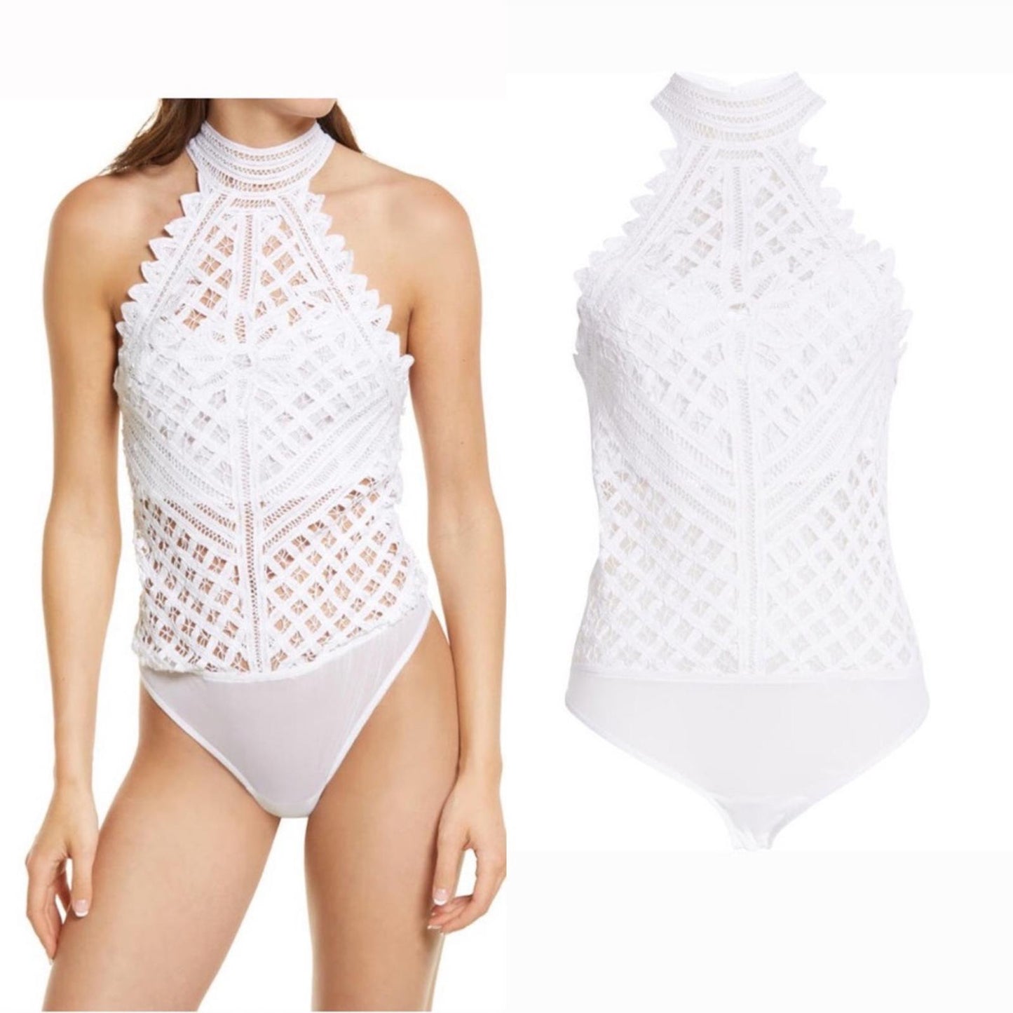 Intimately Free People Be My Battenburg Bodysuit in Optic White Size L New w/Tag