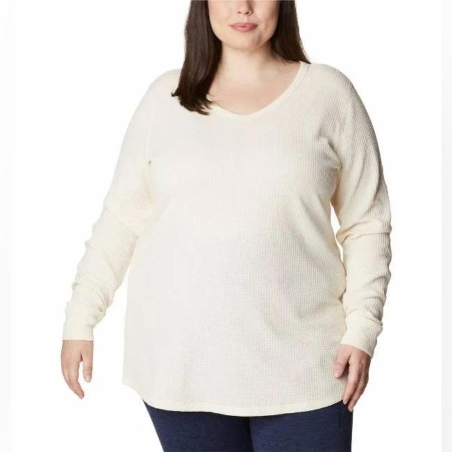Columbia Pine Peak Long-Sleeve Thermal Top, Cream White Size 1X New with Tag