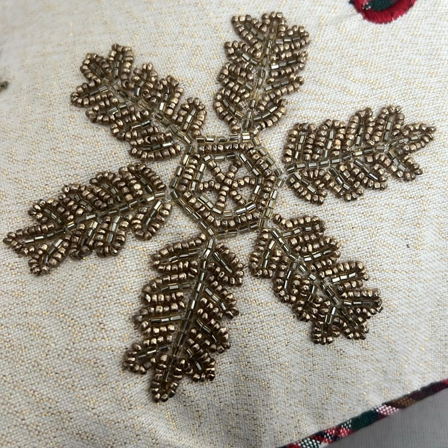 x2 Holiday Snowflake Decorative Pillows, Plaid & Beaded Retail $70