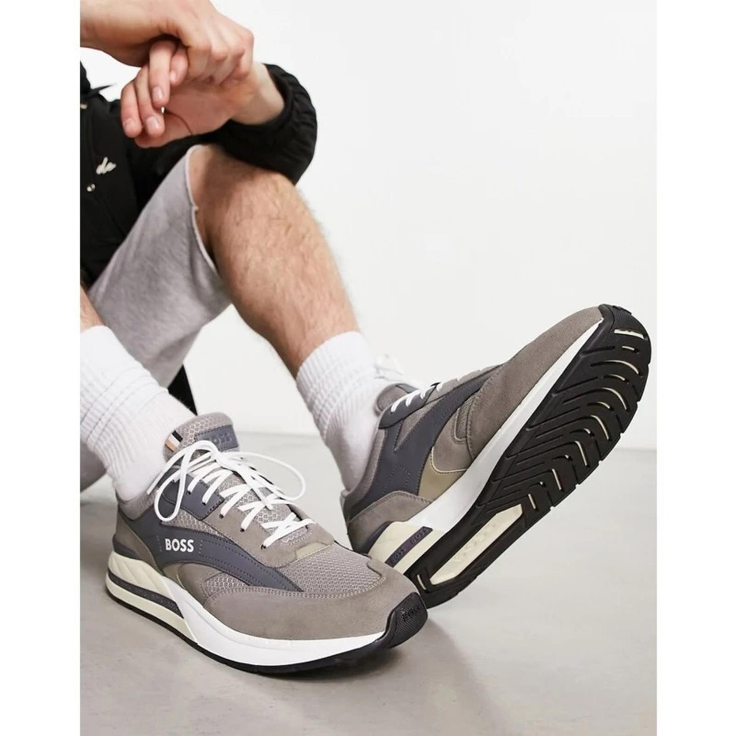 BOSS Kurt Low Top Sneakers Medium Grey Size EU 45, US 12 New in Box Retail $199