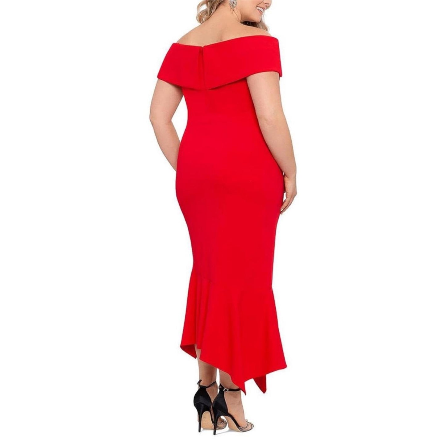 XSCAPE Plus Ruffled Maxi Evening Dress in Red, Size 16W New w/Tag $279