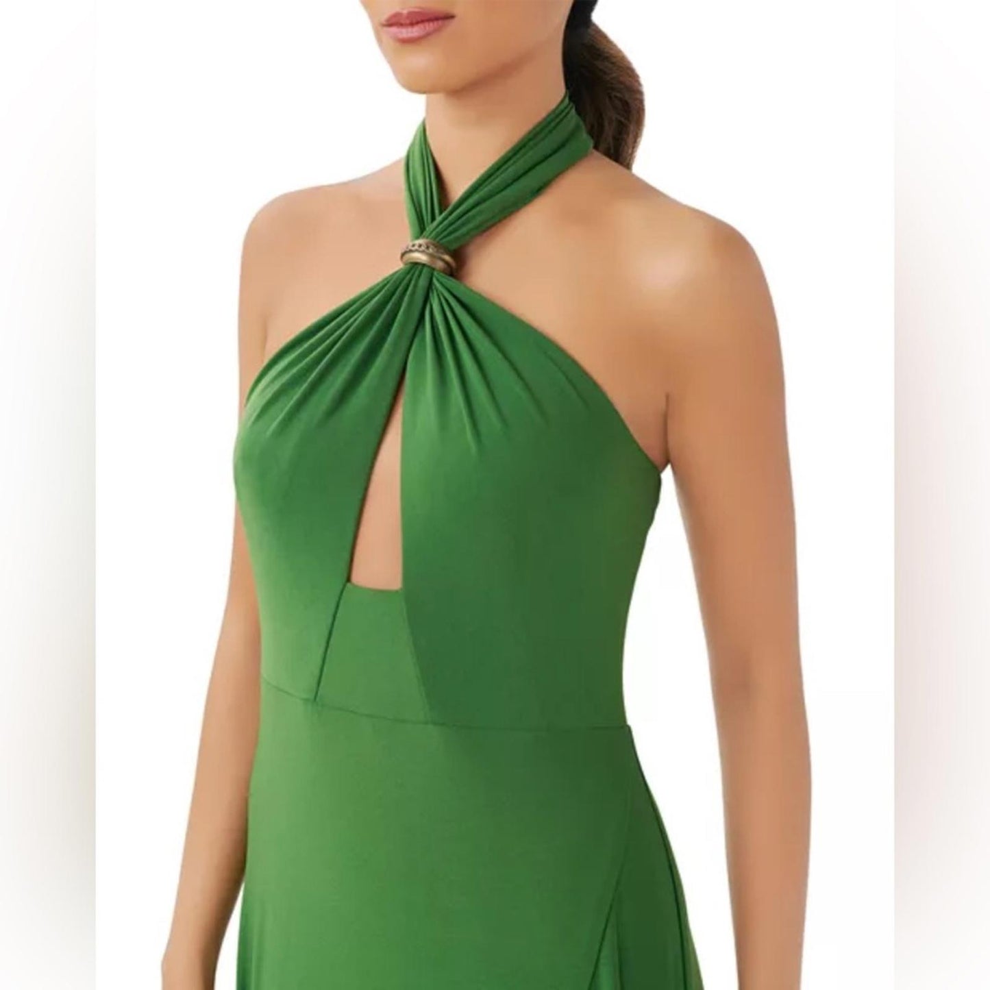 Aidan by Aidan Mattox Halter Cutout Gown in Green/Moss Size 4 NEW w/Tag $245