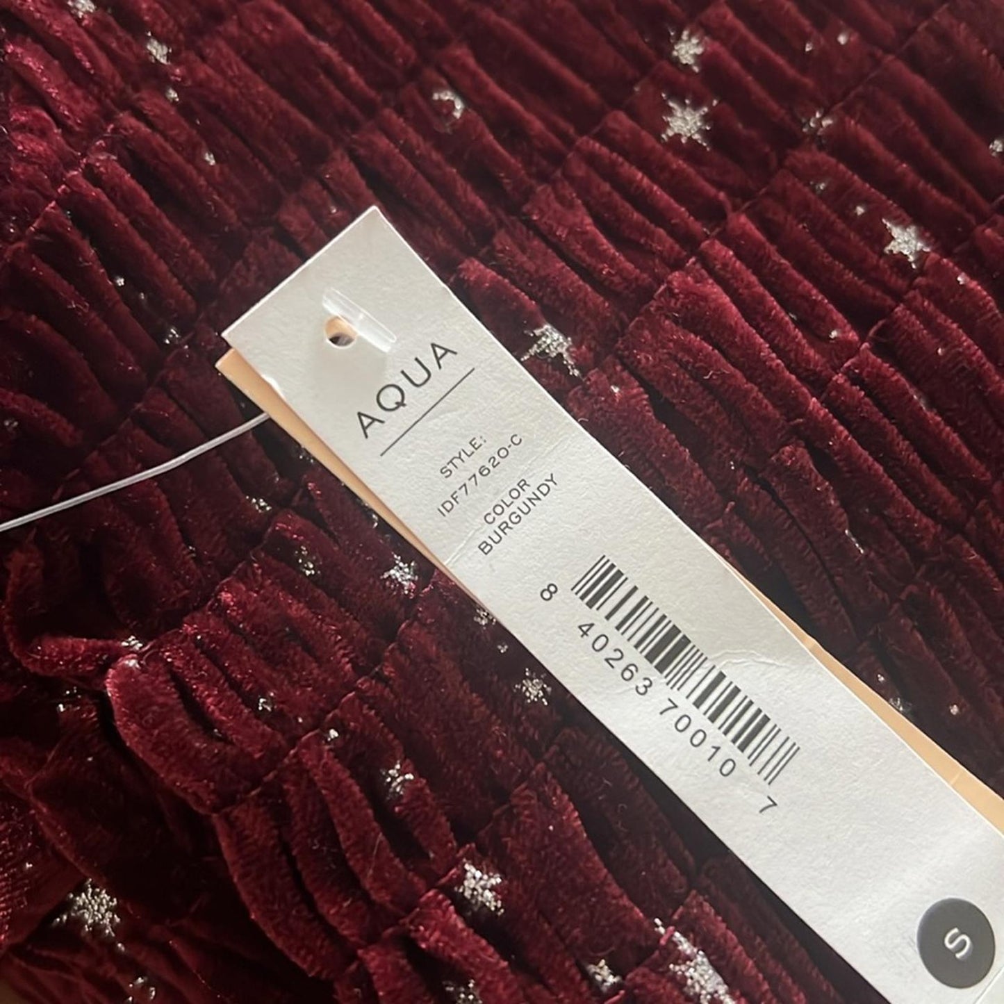 Aqua Velvet Smocked Mini Dress in Burgundy w/Star Print, Size S New w/Tag $88