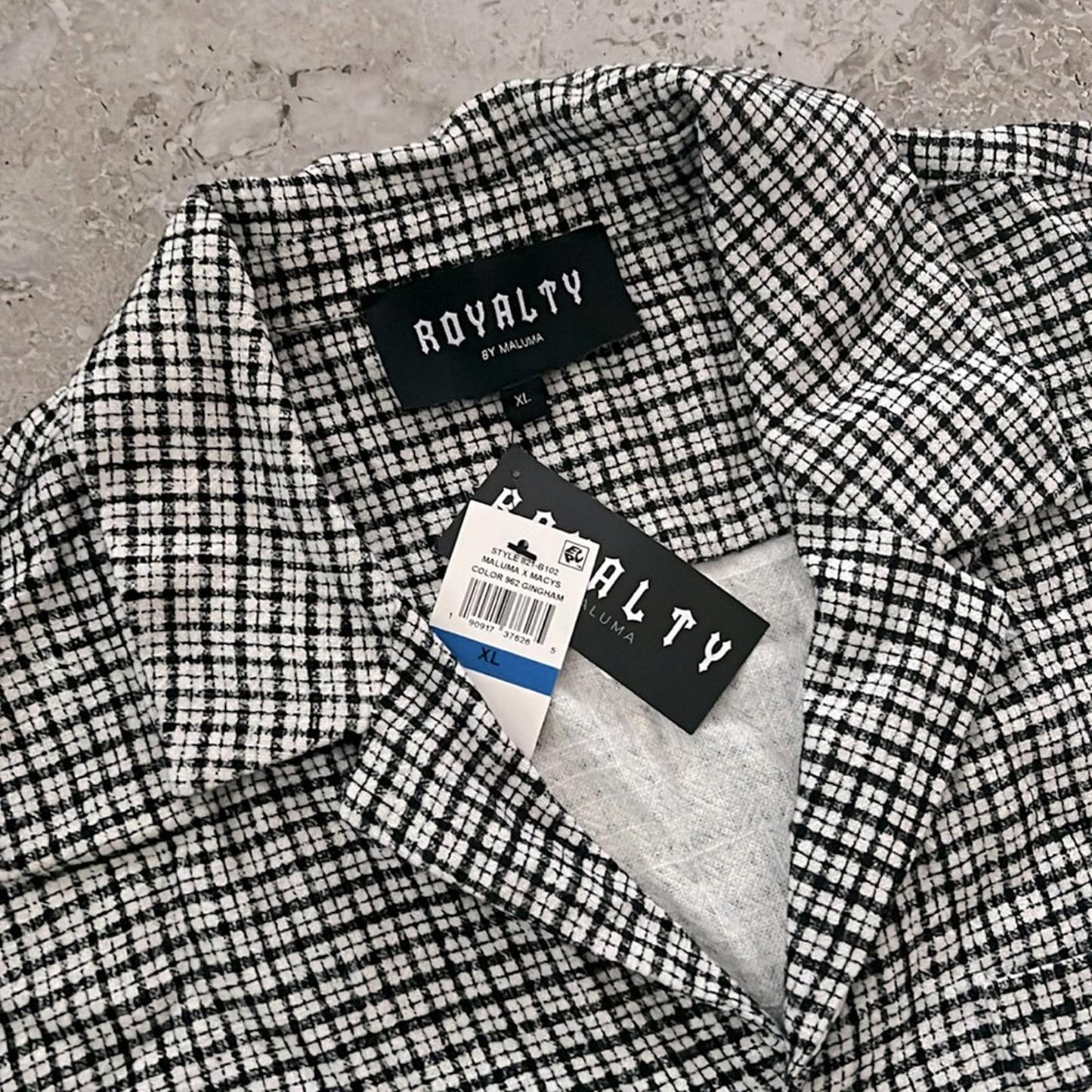 Royalty By Maluma Men's Relaxed-Fit Check Shirt, Size XL B/W New w/Tag $69.50