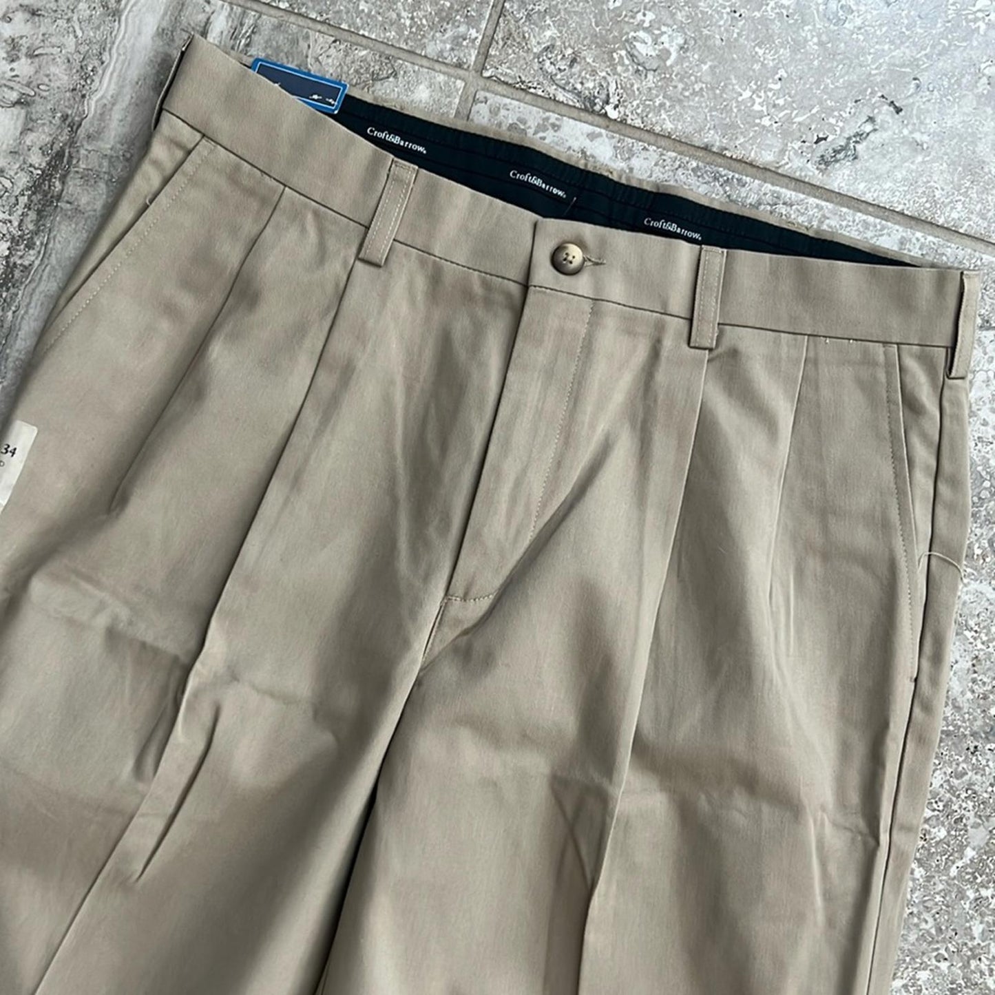 Croft & Barrow British Khaki Men’s Casual Pants, Size 34 X 34 New w/Tag