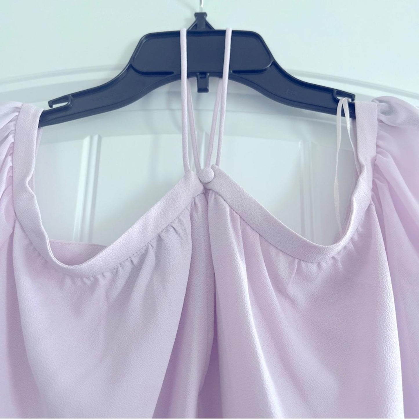 1.State Lavender Off-the-Shoulder Halter Neck Blouse, New, Size XXS