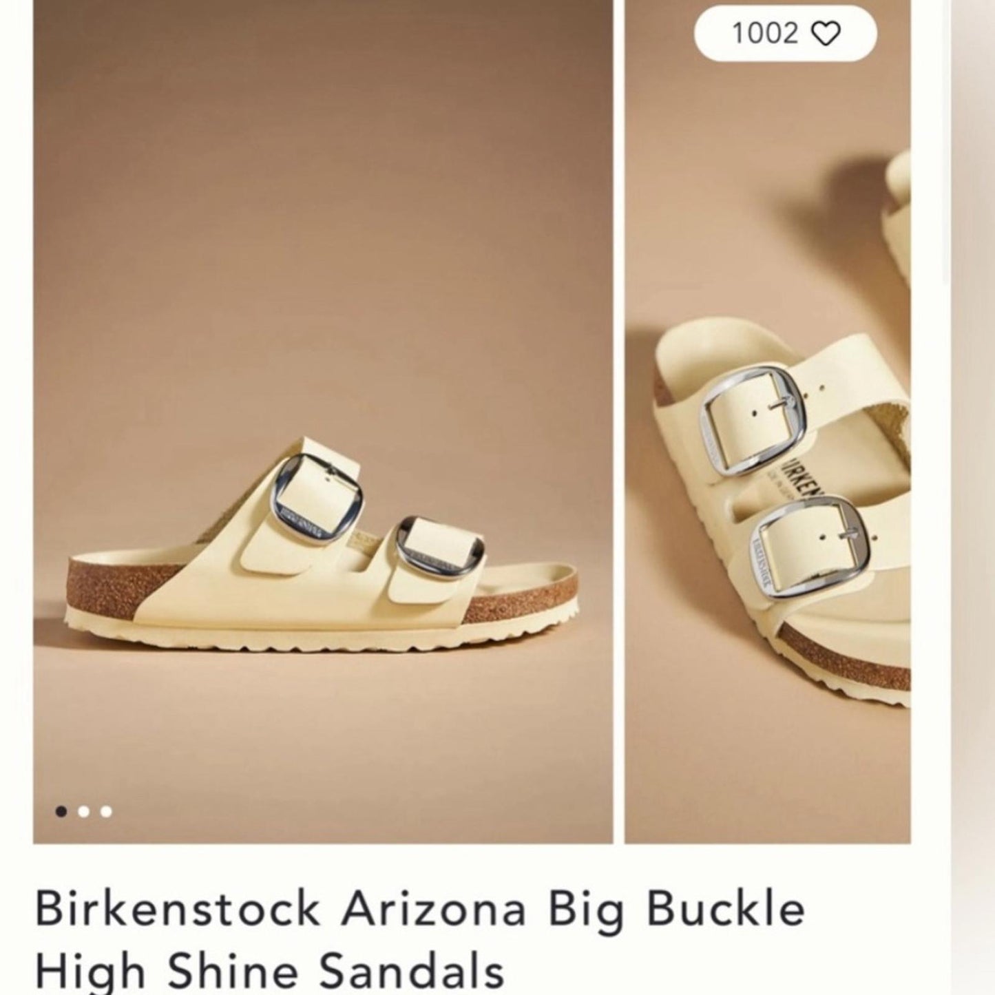 Birkenstock Arizona Big Buckle Sandals in High-Shine Butter Size 40 (W9,M7) NWT