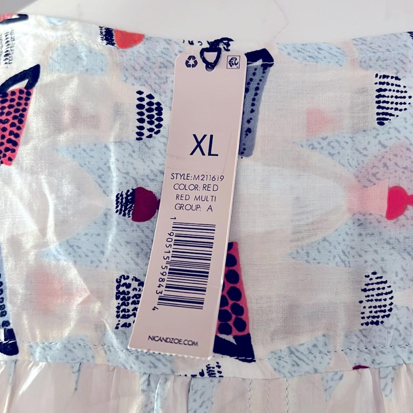 NIC+ZOE Relaxed-fit Perk Up Coffee Cup Print Blouse, Size XL New w/Tag Retail