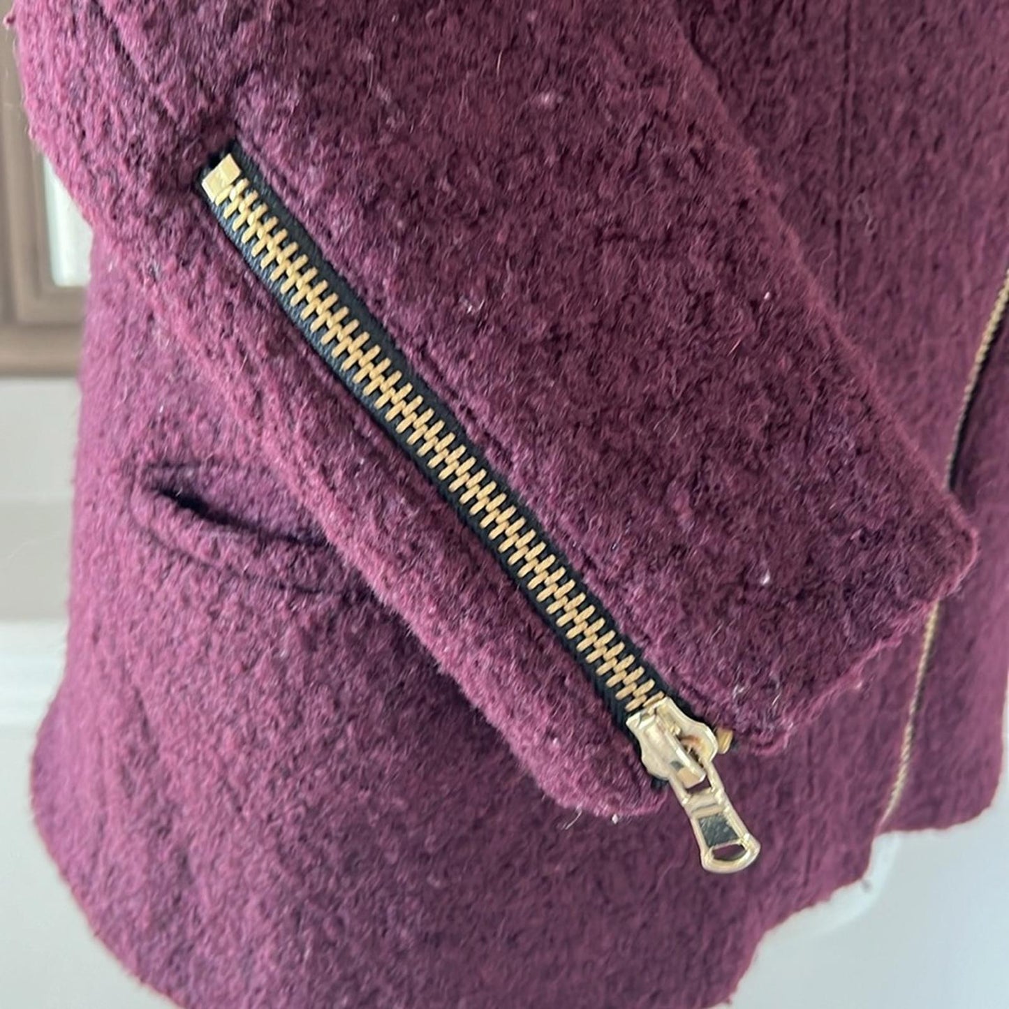 Zara Wool-blend Coat Burgundy Jacket, Size S EXCELLENT!