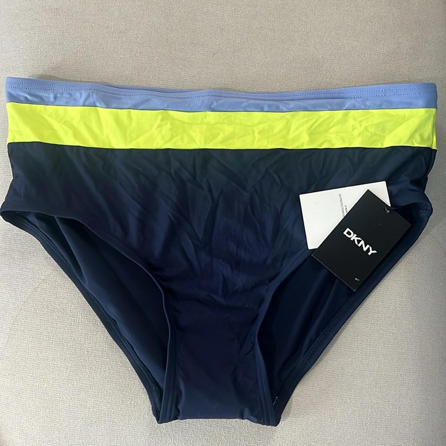 DKNY Navy Color Block Stretch Lined Bikini FullCoverage Swim Bottom Size XXL NWT