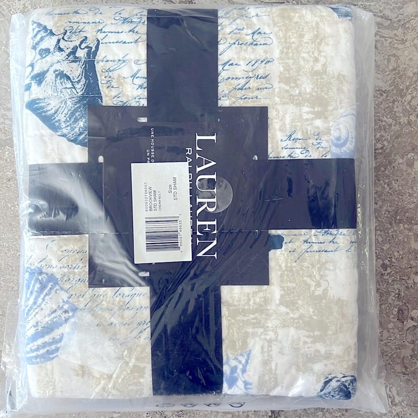 x2 Lauren Ralph Lauren Standard Pillow Sham, Sea Shell Theme- Beach NEW