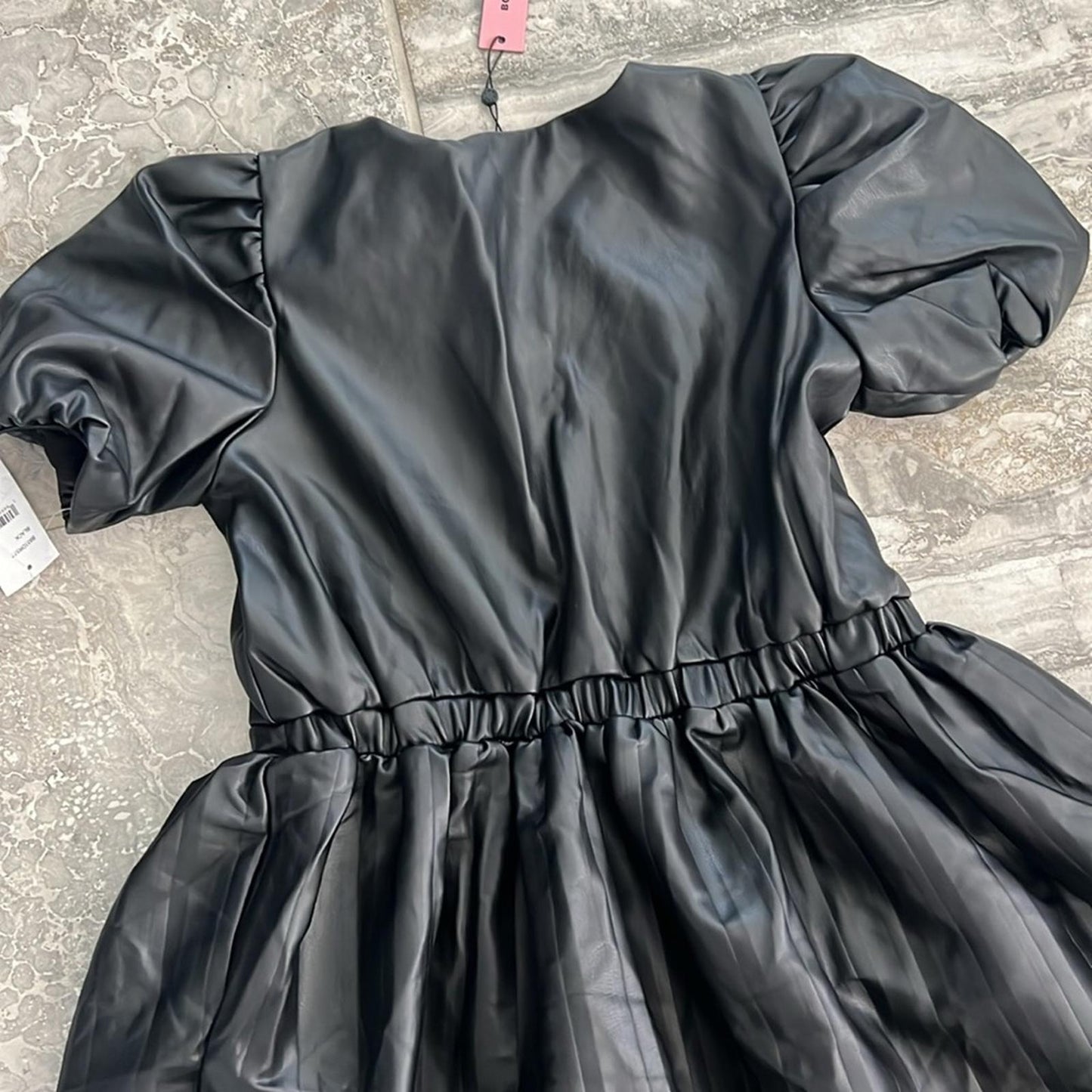 BCBG GIRLS Girls' Faux Leather Wrap Dress in Black - Big Kid Size 16 New w/Tag