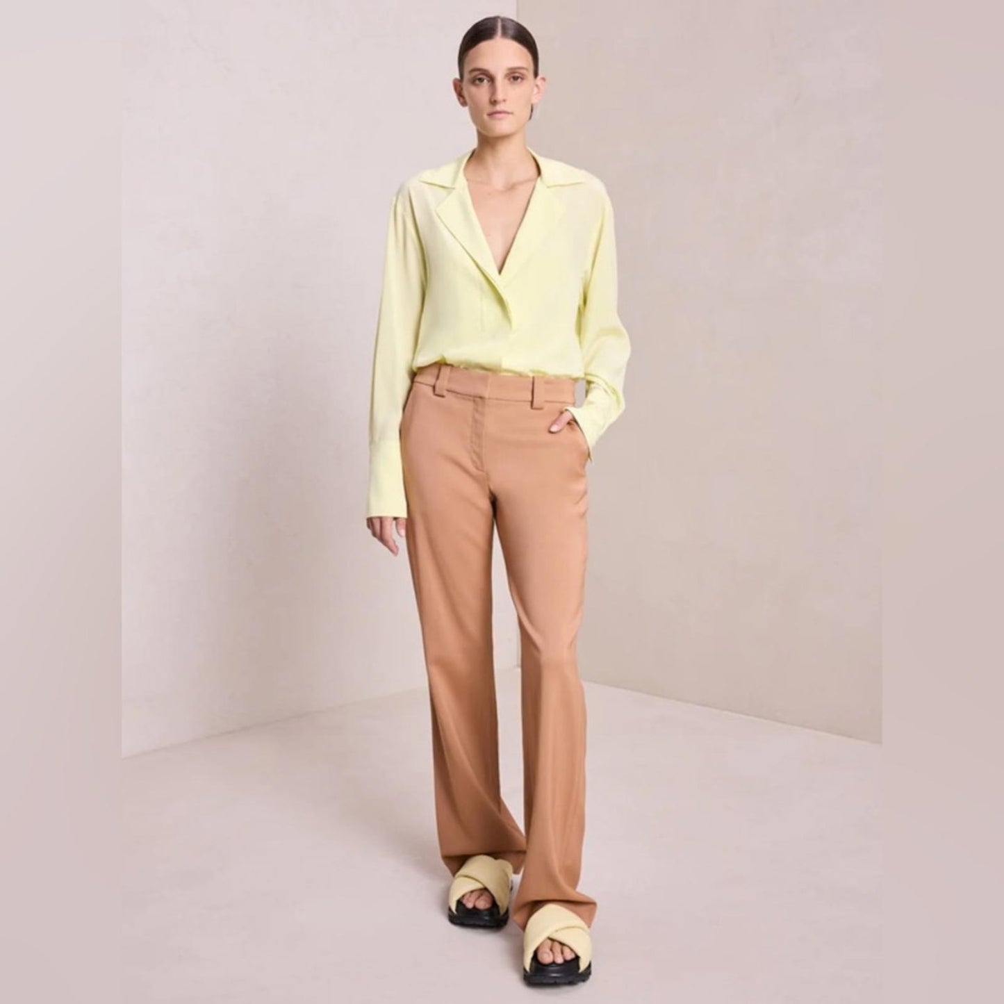 ALC Diana Silk Bodysuit, Canary Yellow Size L New w/Tag Retail $425