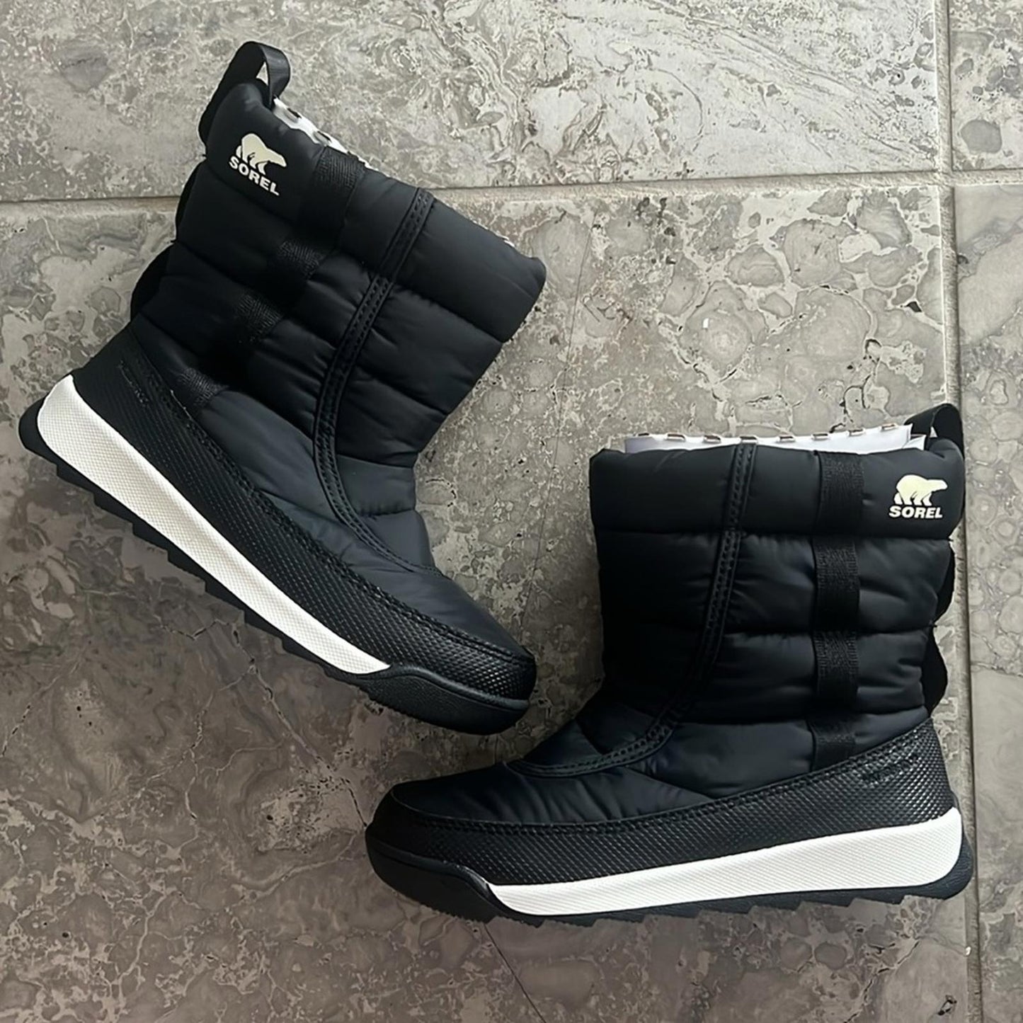 Sorel Big Kids Whitney II Puffy Waterproof Mid Boots in Black Size 13 NEW in Box