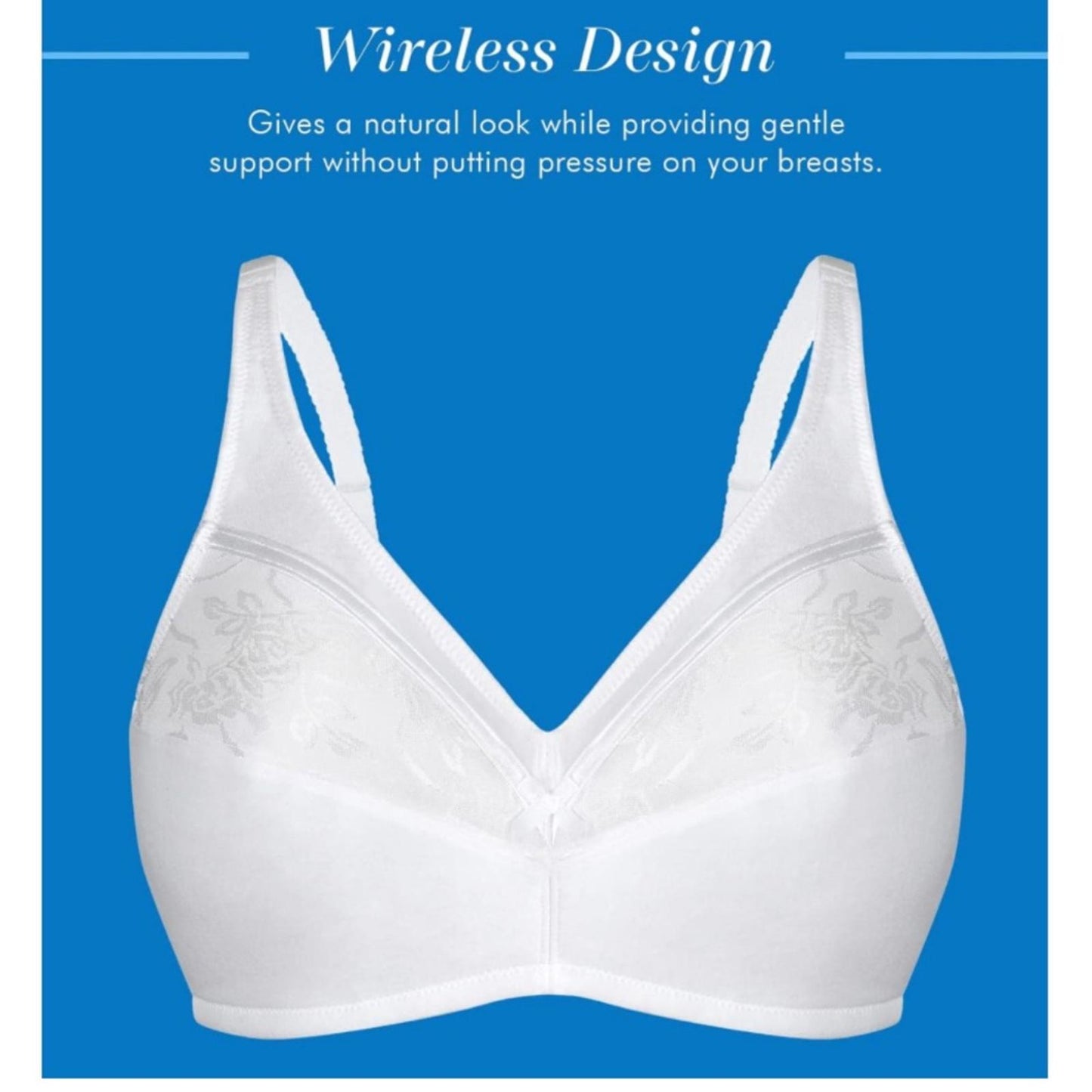 Bestform Floral Trim Wireless Cotton Bra with Lightly-Lined Cups, Size 42DD NWT