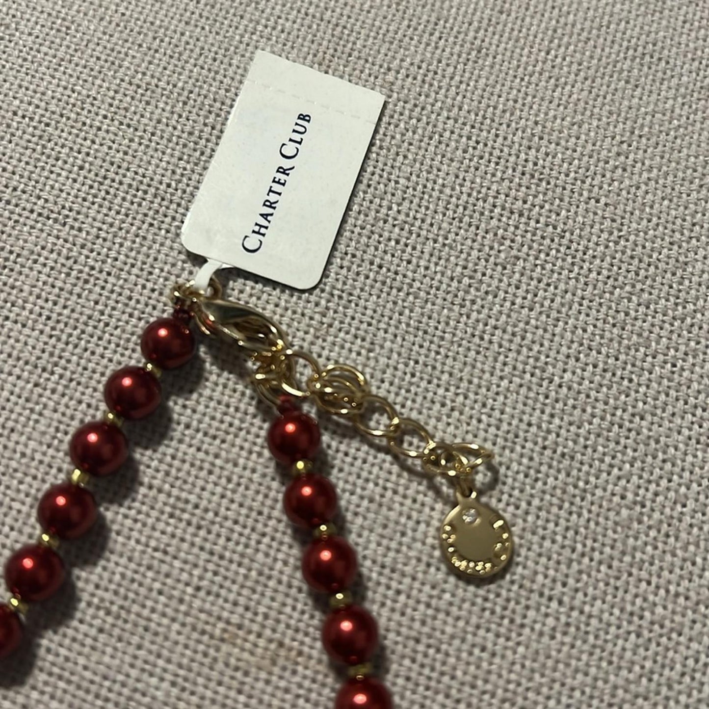 Charter Club Gold-Tone Crystal & Colored Faux Pearl Necklace 17" +2" Extender