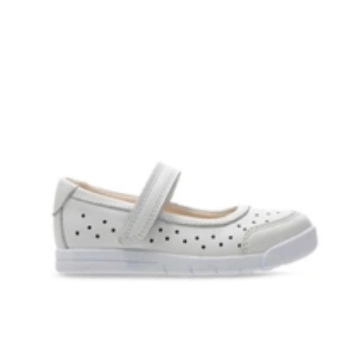 NWT Clarks Kid’s Emery Halo T White Leather Sneakers Girls Size UK 6.5G, US 7W