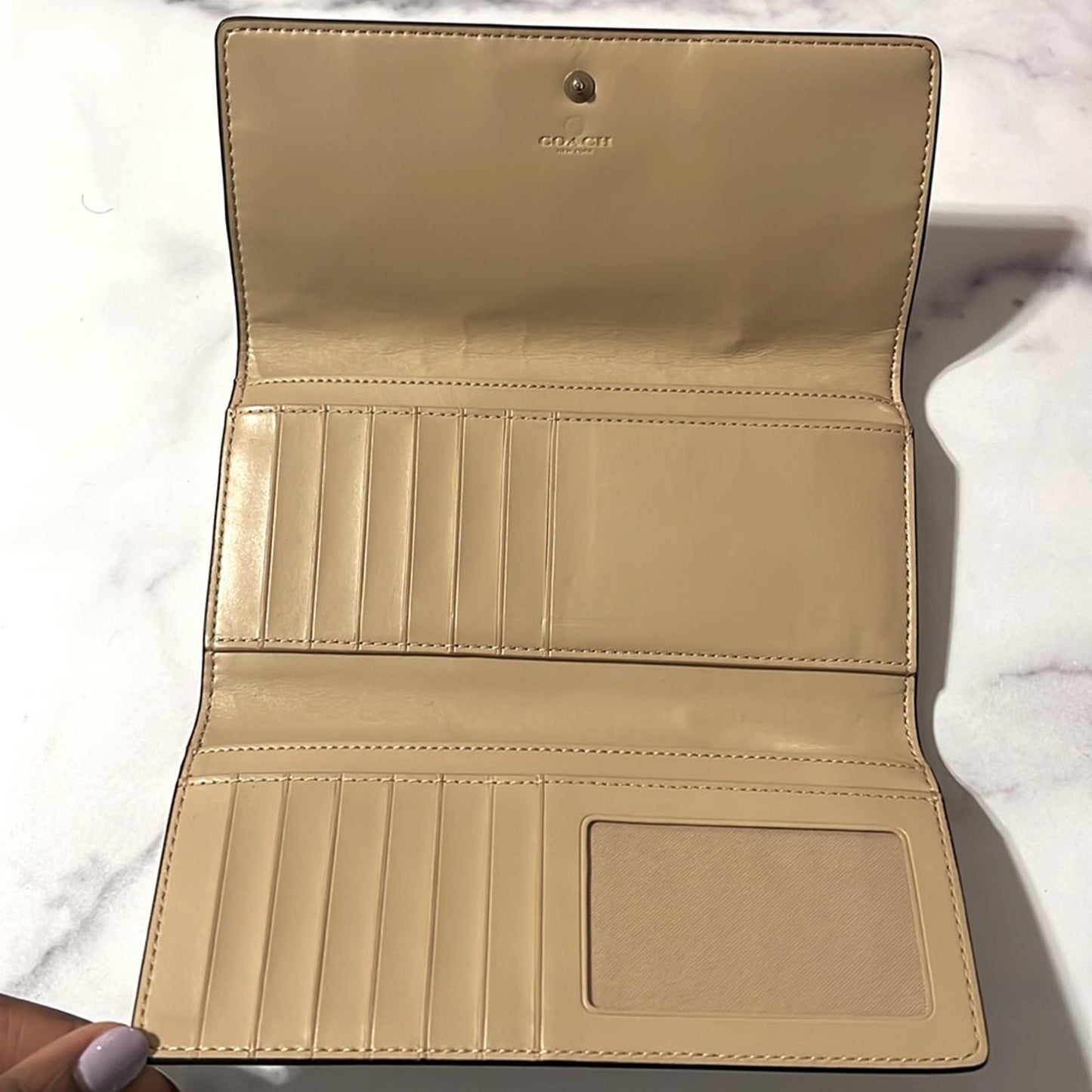 Coach Trifold Leather Wallet with Patchwork, EXCELLENT! Retail $278