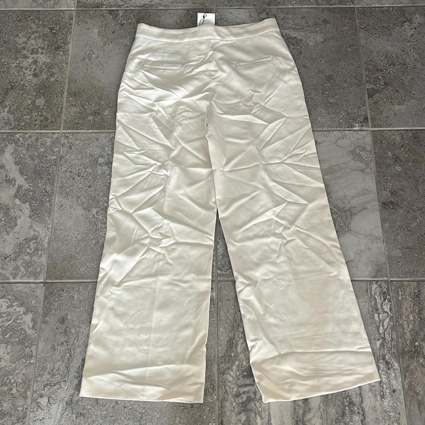 ZARA High-Waisted Wide Leg Pants, Cream White Size XL New w/Tag $89.90