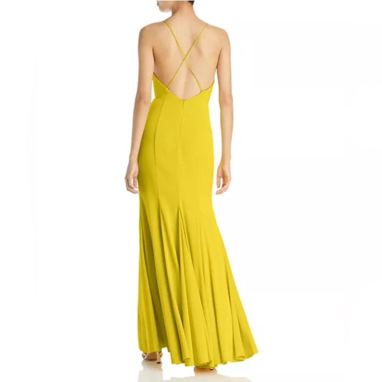 Aidan Mattox V-Neck Mermaid Gown, Evening Dress in Lemon Size 10 NWT $295