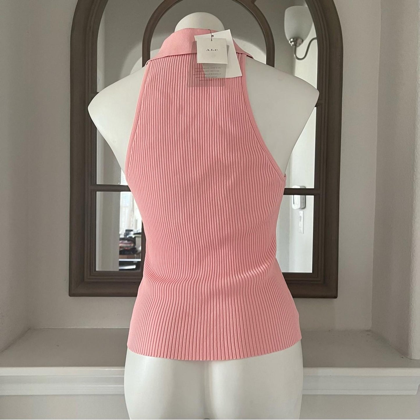 A.L.C. Asher Ribbed Top in Pink Sand, Size L New w/Tag Retail $295