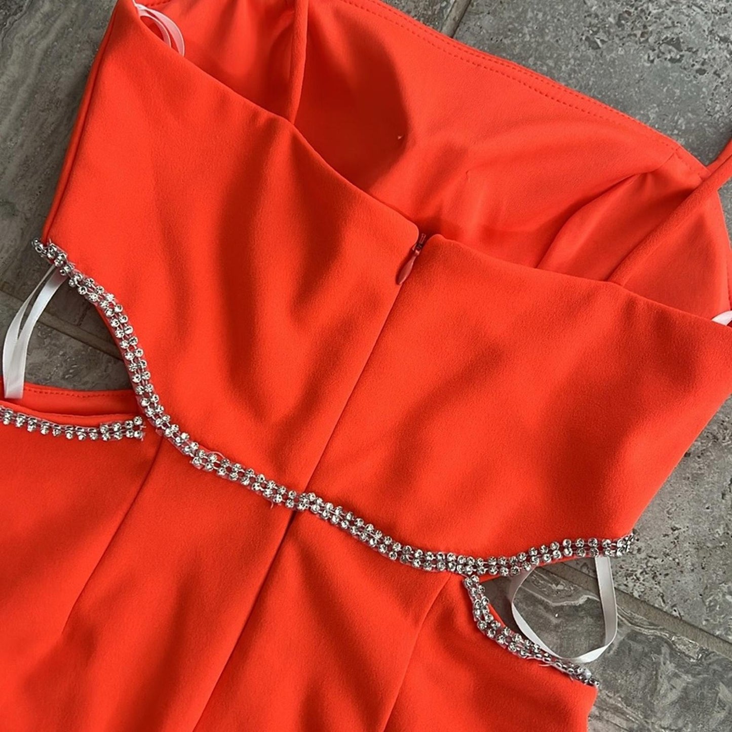 XSCAPE Side Cutout Scuba Crepe Gown in Orange, Size 0 Retail $258 EXCELLENT!