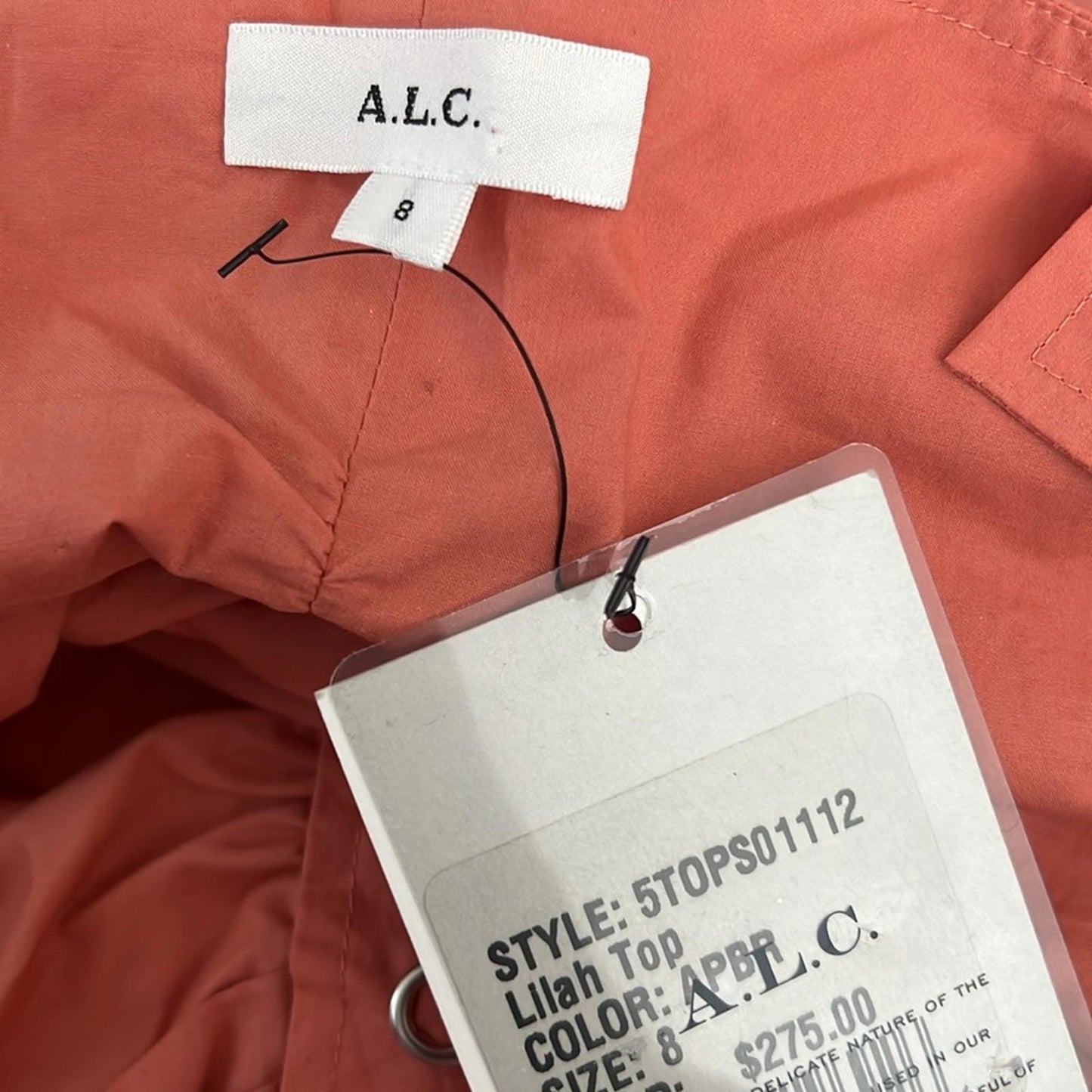 A.L.C. Lilah Cotton Sweetheart Top in Apricot Size 8 New w/Tag Retail $275