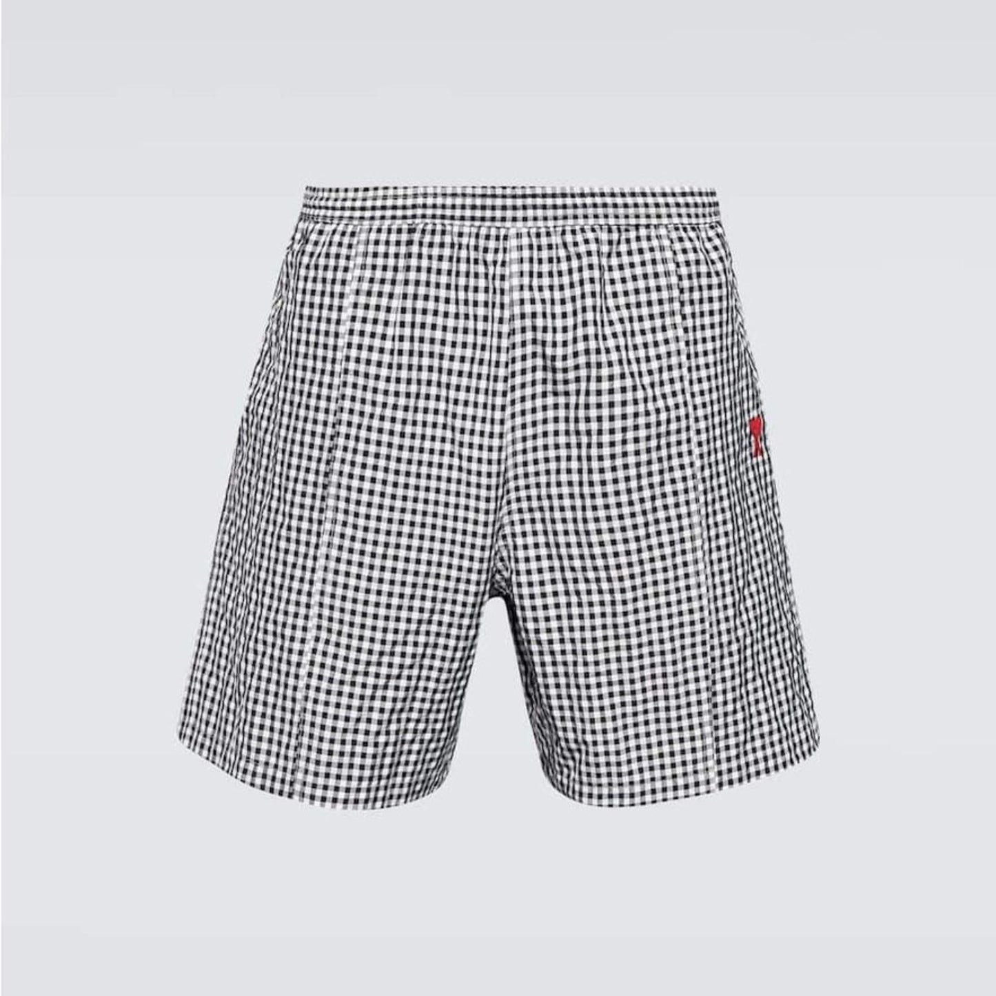 AMI Alexandre Mattiussi Checked Swim Shorts w/Bag in Black/White Size S NEW