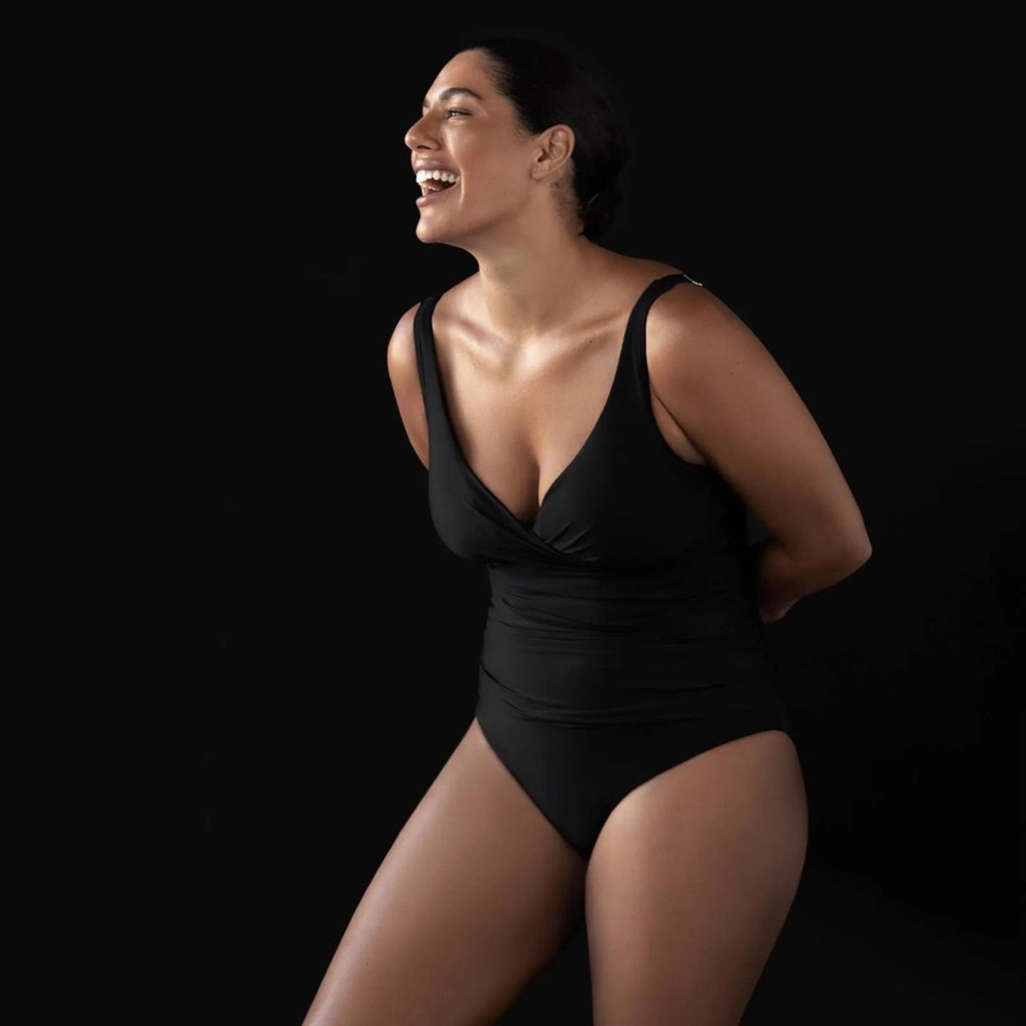 Artesands Hues Delacroix Cross Front One Piece Swimsuit, Black Size 16 New w/Tag