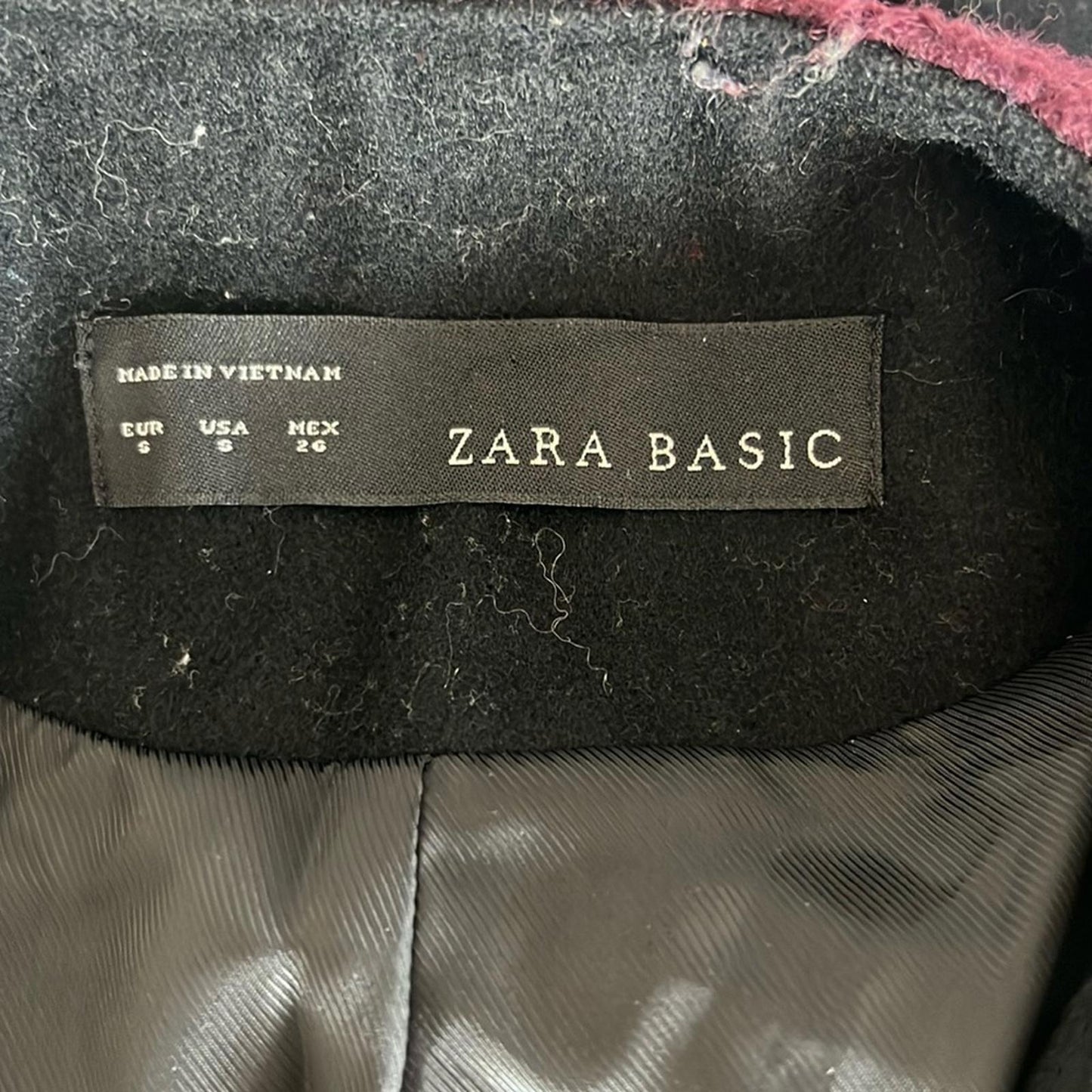 Zara Wool-blend Coat Burgundy Jacket, Size S EXCELLENT!