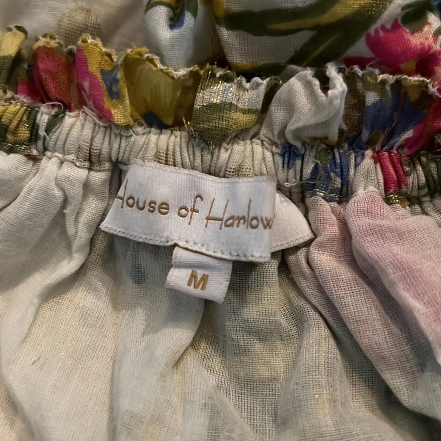 House of Harlow 1960 Helena Crop Top, Ivory Smocked, Ruffled Size M EXCELLENT!