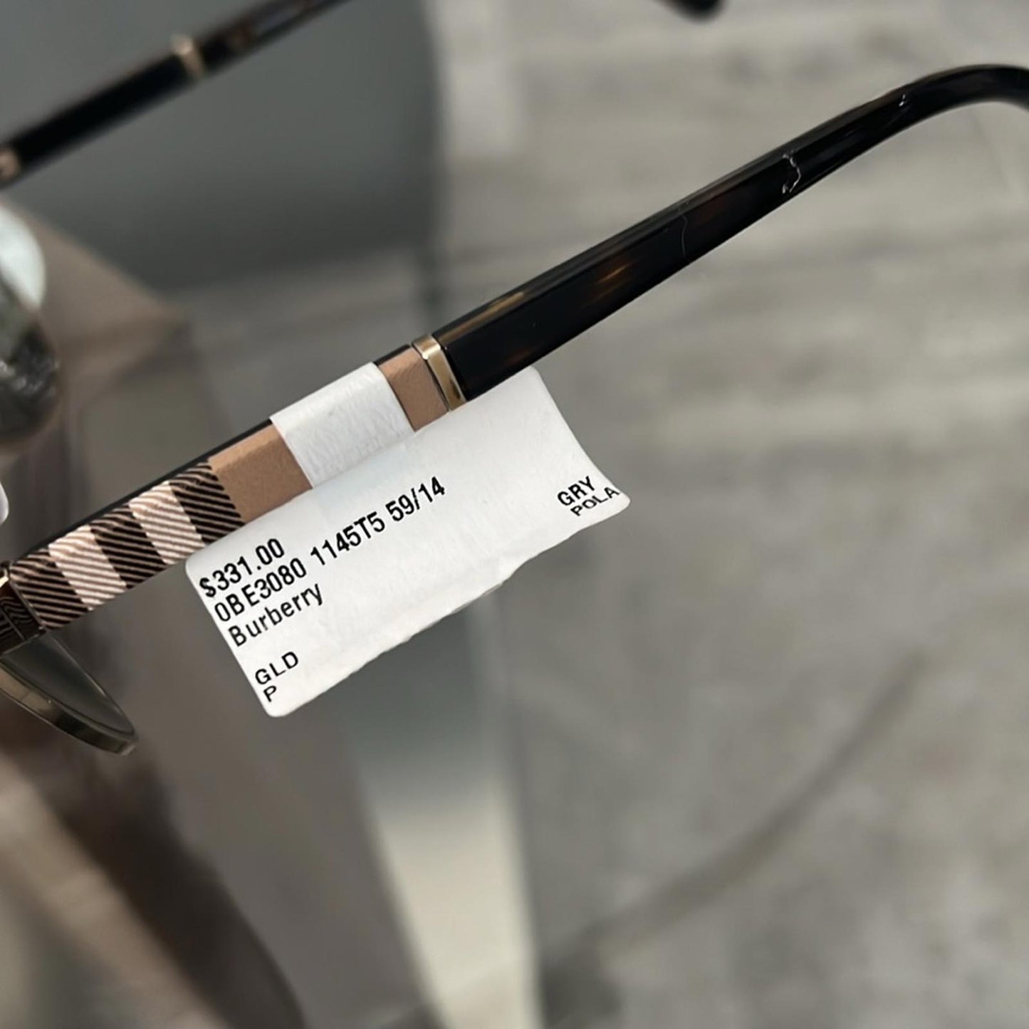 Burberry Pilot-Shaped Sunglasses, Light Gold & Brown Gradient Lens, New w/Tag
