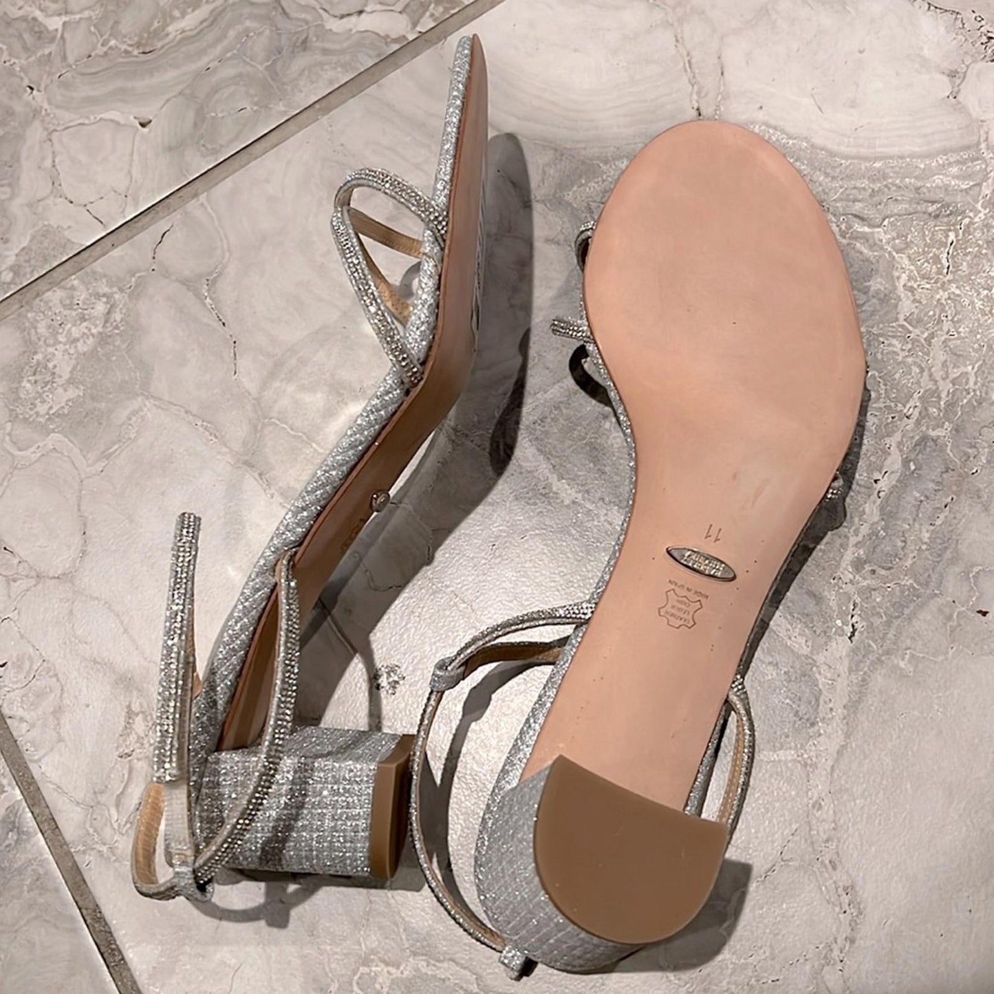 Badgley Mischka Ultima Strappy Block Heel Sandals, Size 11 New in Box w/Dust Bag