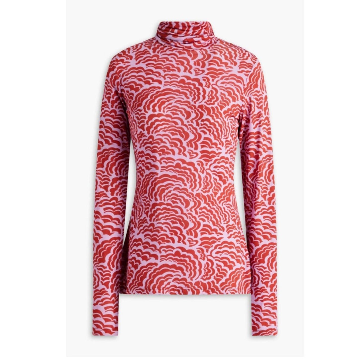 ALC James Printed Stretch-Mesh Turtleneck Top, Size L New w/Tag Retail $295