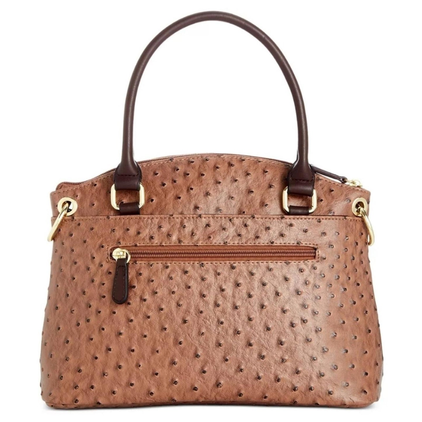Giani Bernini Faux Ostrich Mini Satchel in Mocha Brown/Gold Tone, NEW w/o Tag