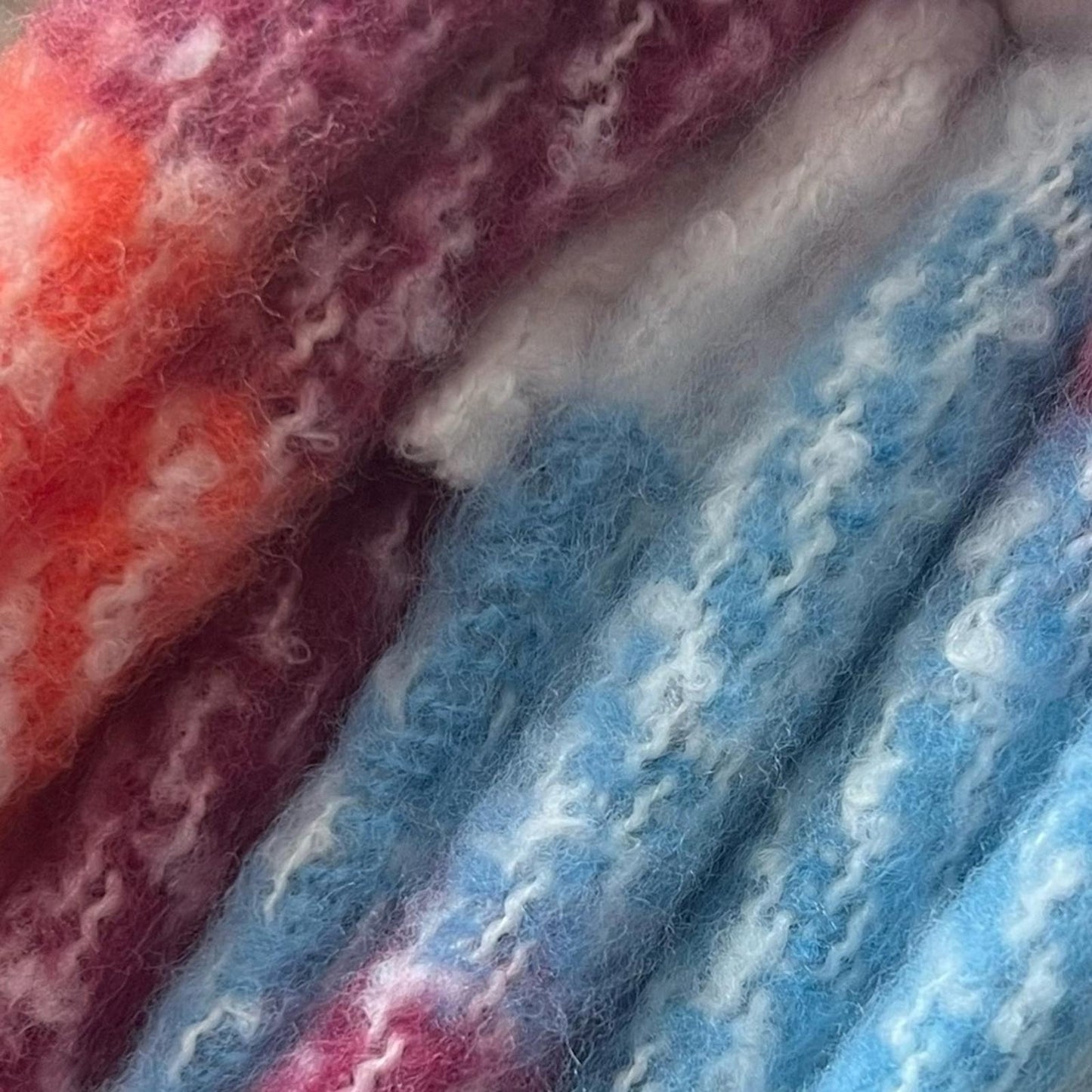 AQUA Bedding Faux Mohair Plaid Throw, 50” x 60” Multi Stripe New w/Tag