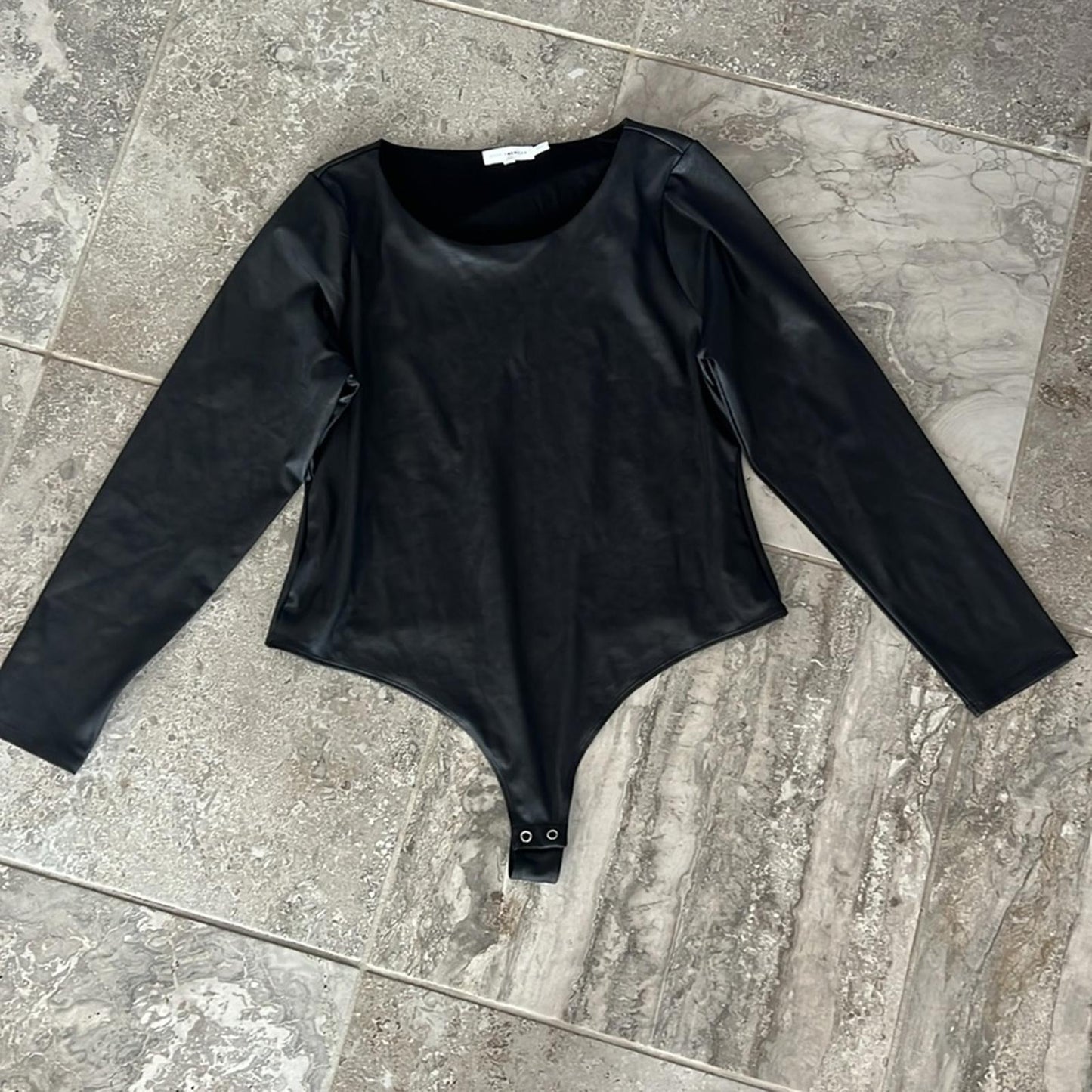 NEW Good American Thong Bodysuit in Black Metallic Size 5(XL) NEW w/o Tag