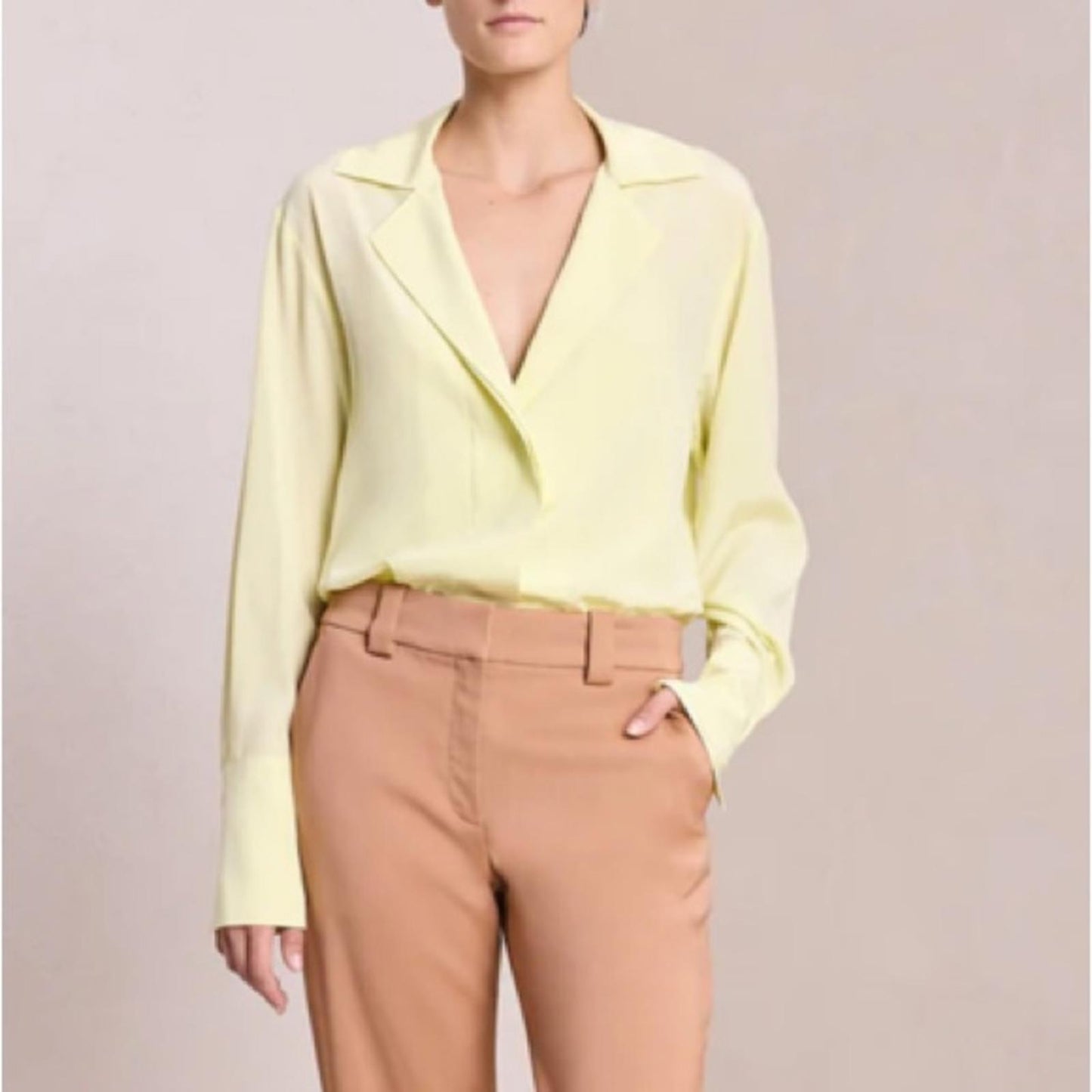 ALC Diana Silk Bodysuit, Canary Yellow Size L New w/Tag Retail $425