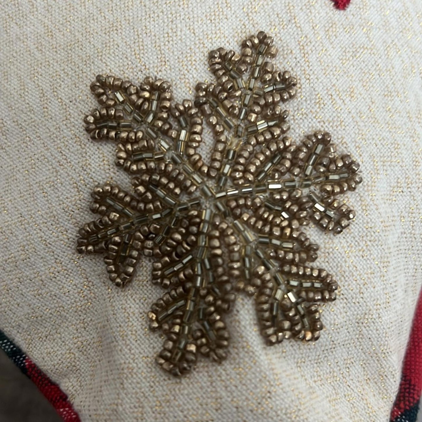 x2 Holiday Snowflake Decorative Pillows, Plaid & Beaded Retail $70
