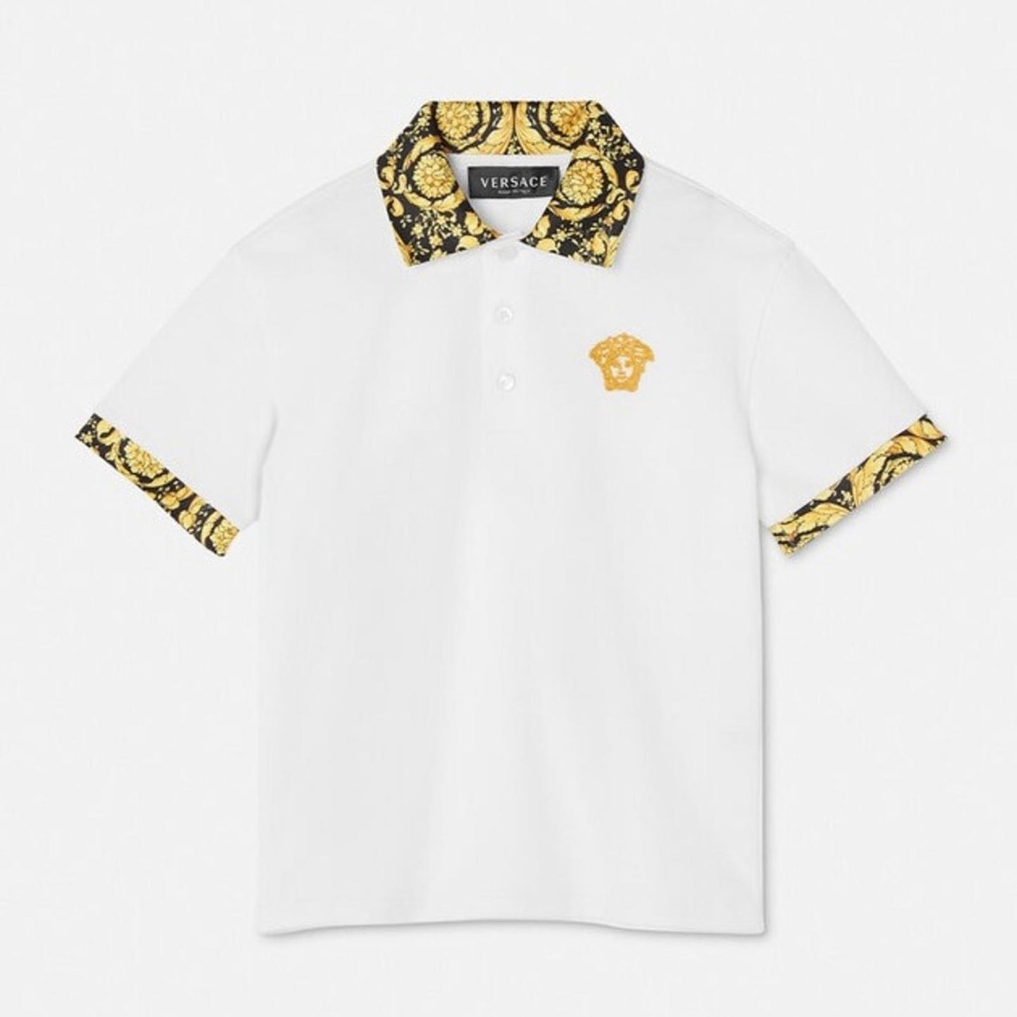 Versace Boys Barocco Logo Polo Shirt in White, Size 12A (152cm) New w/Tag $275