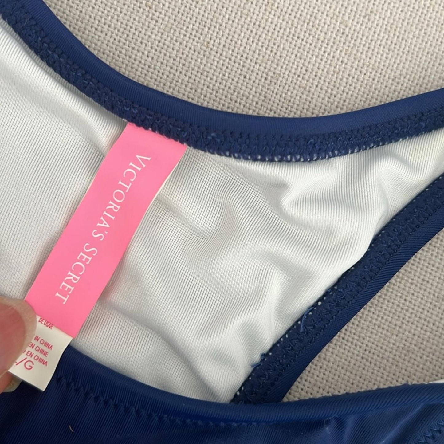 Victoria Secret Racerback Bra Bikini Top w/Removable Pads, Size L