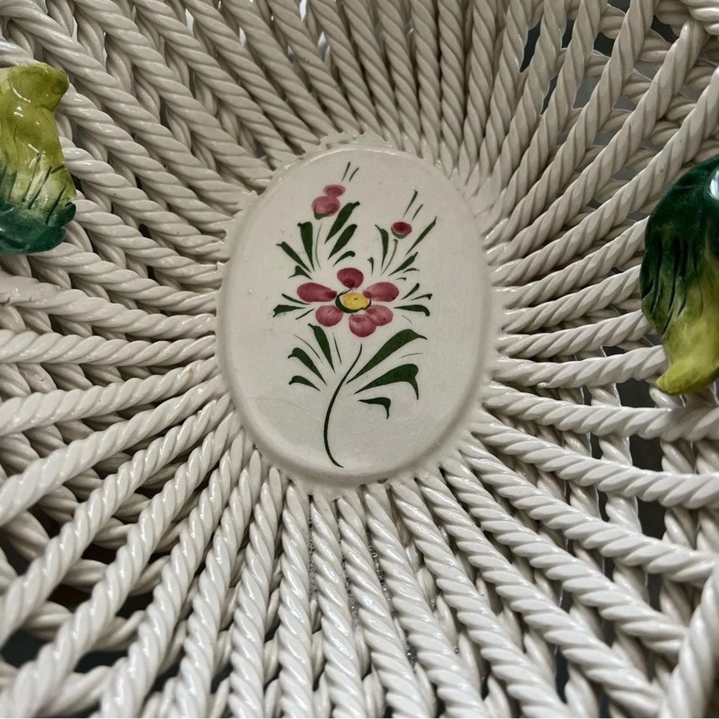 Capodimonte Large Woven Porcelain Floral Basket Classic Style, *RARE*