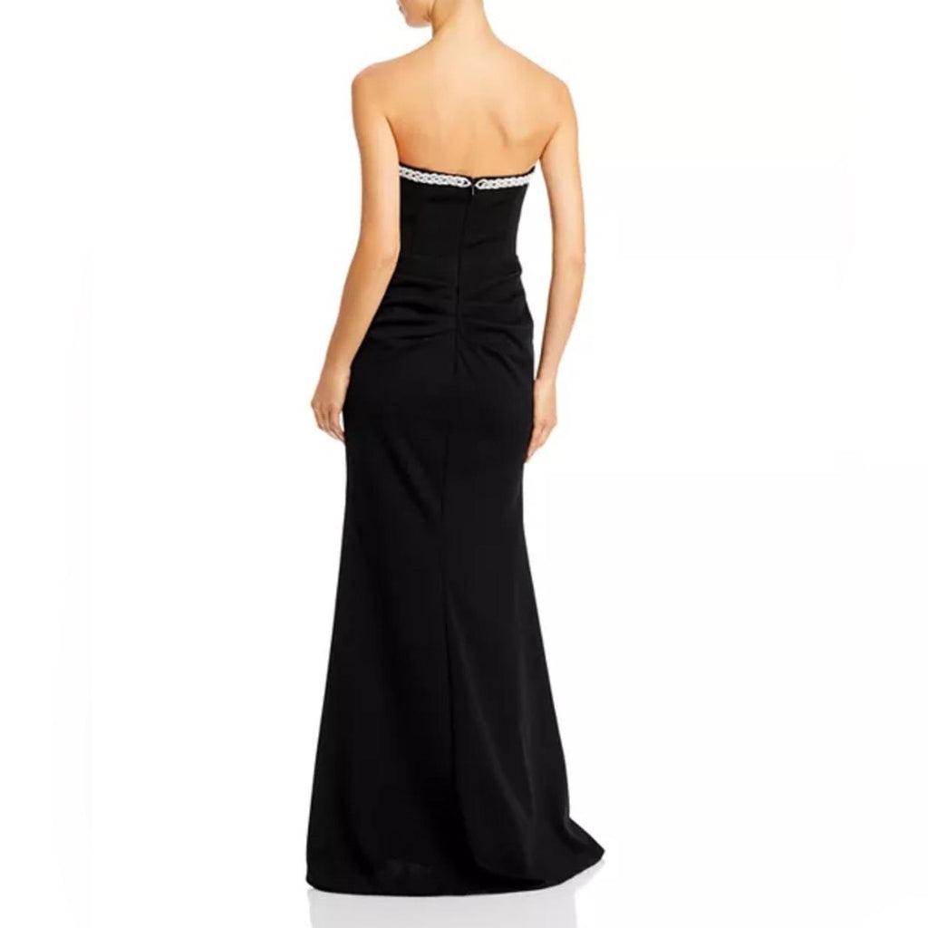 Aqua Braid Trim Strapless Gown in Black, Size 2 New w/Tag $268