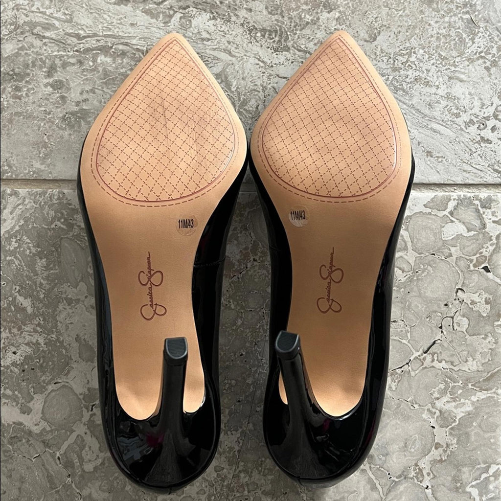 Jessica Simpson Cassani Pointed Toe High Heel Pumps, Black Patent, Size 11