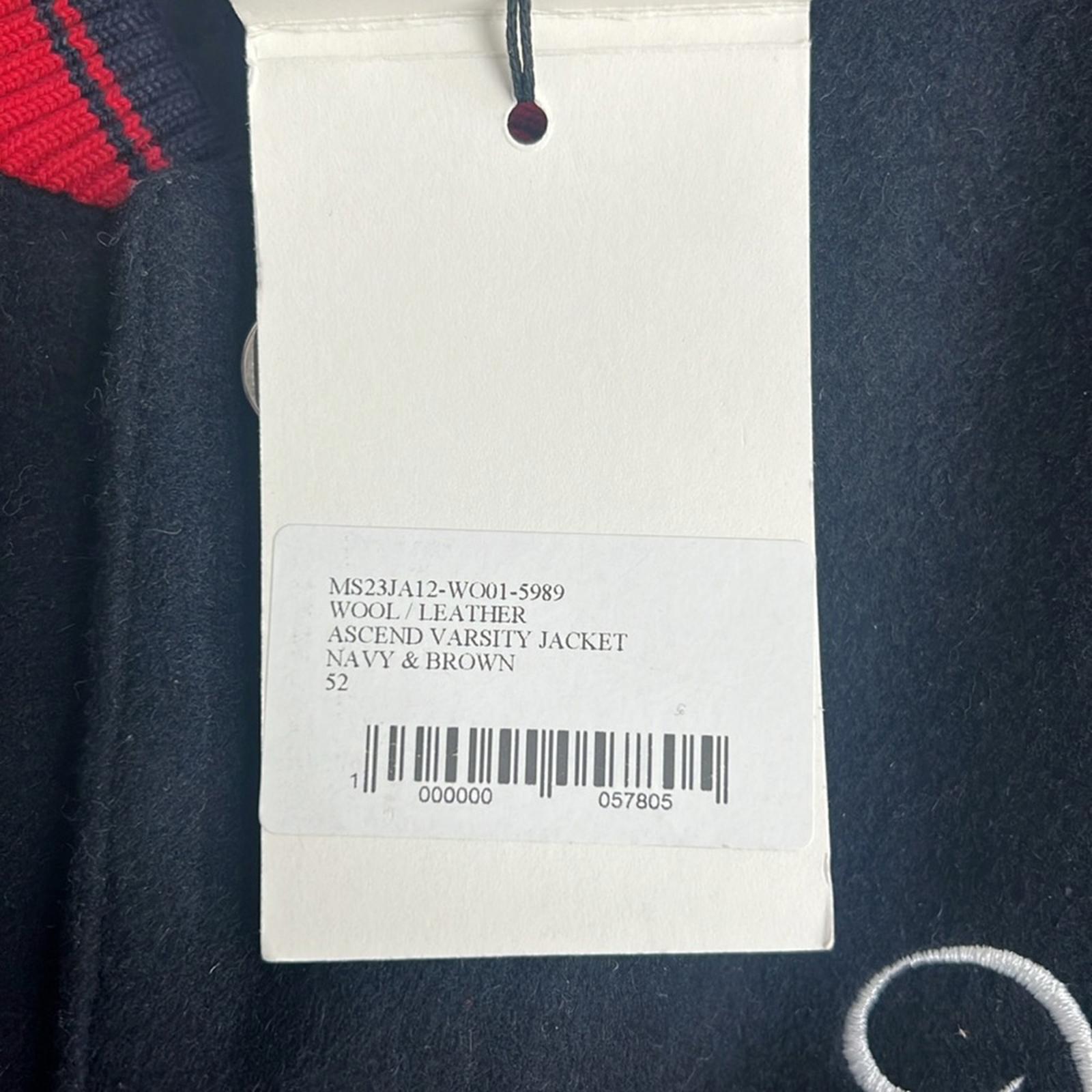 Wales Bonner Navy Ascend Varsity Bomber Jacket in Navy & Brown, NWT, Size 52
