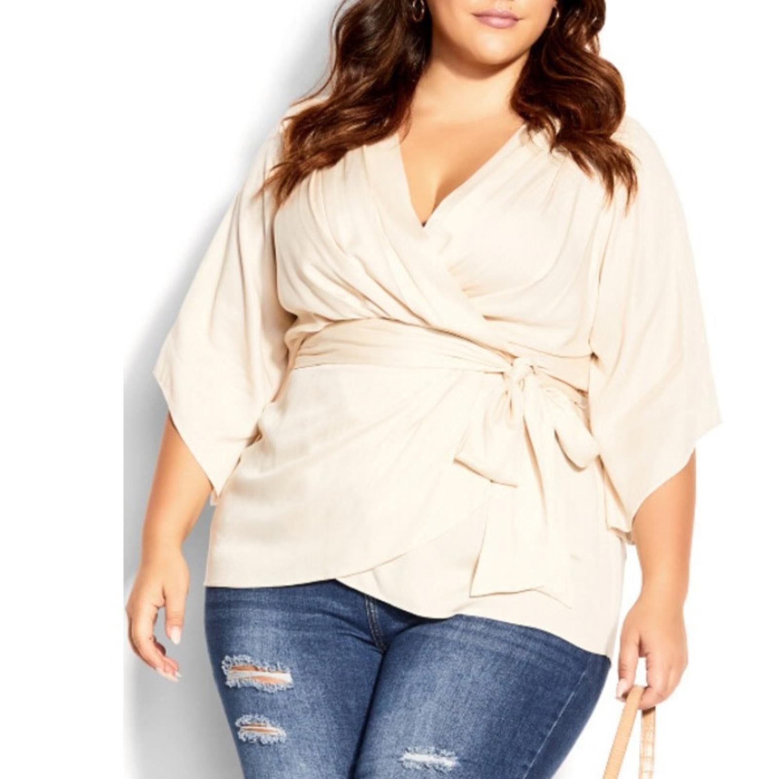 City Chic Opulent Wrap Top in Vanilla without Belt, NWT, Size 18