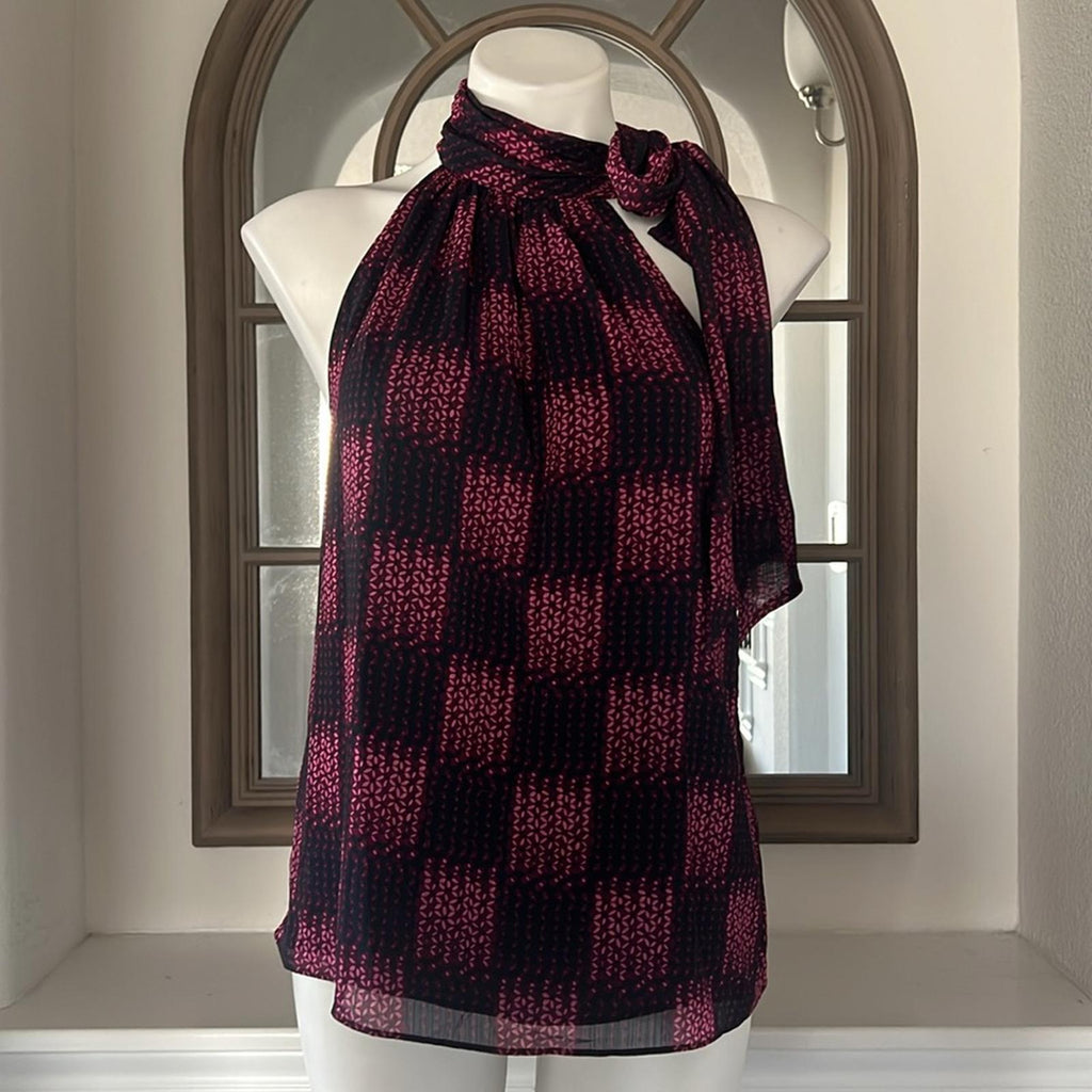 Ramy Brook Leilany Blouse in Pink/Black, Size L New w/Tag $295